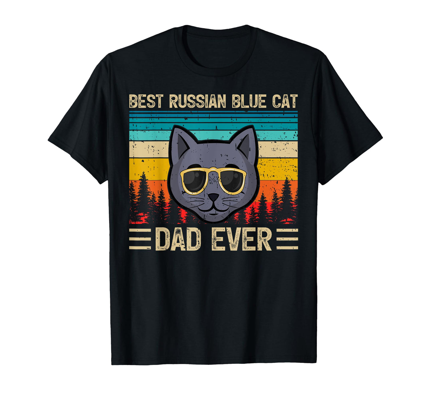 Vintage Funny Best Russian Blue Cat Dad Ever Father's Day Men T-Shirt