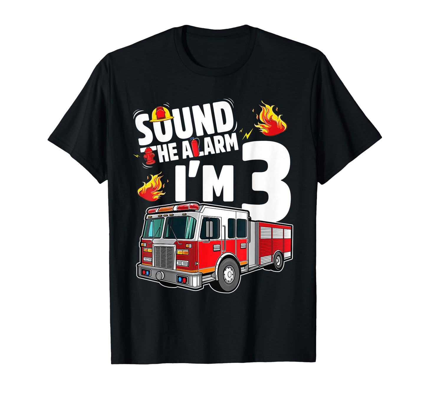 Kids Fire Truck 3rd Birthday Boy Firefighter 3 Year Old T-Shirt