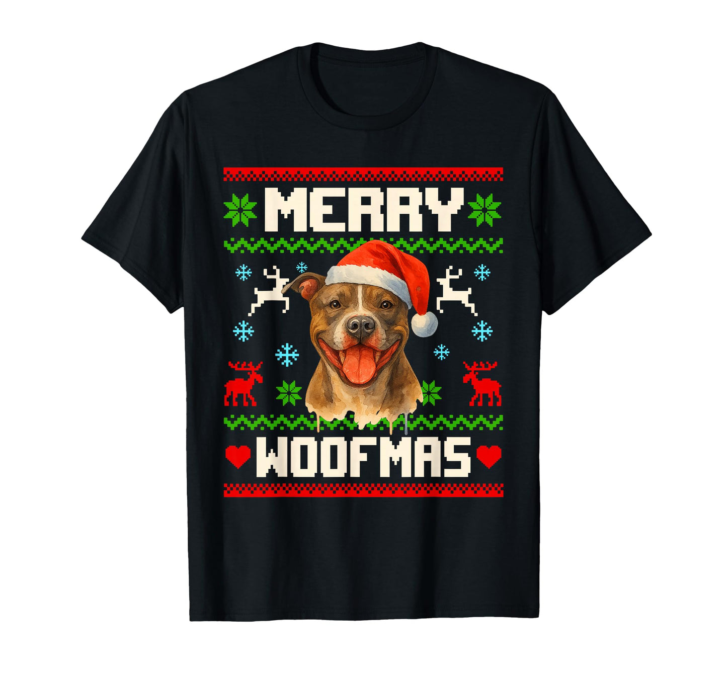 Funny Pitbull Dog Christmas Ugly Sweater Pet Dog Lover Xmas T-Shirt
