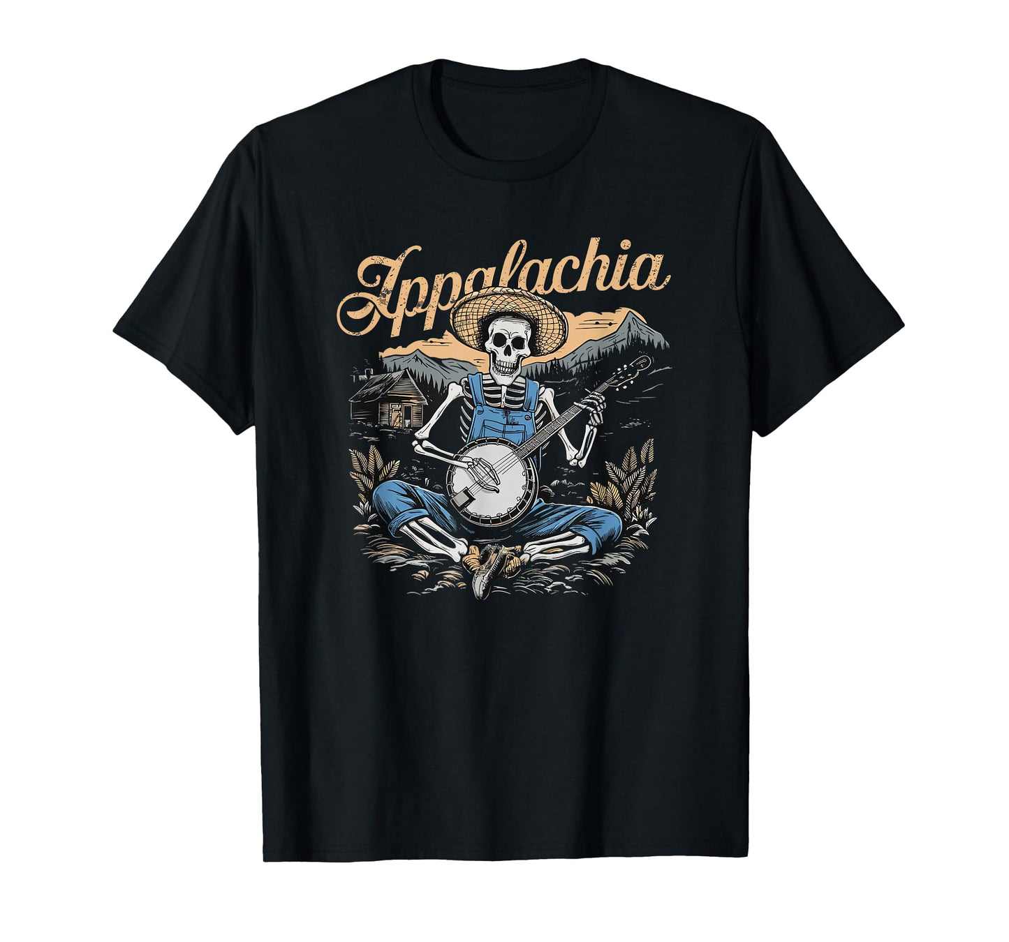 Bluegrass Banjo Skeleton, Appalachia, Bluegrass Music T-Shirt