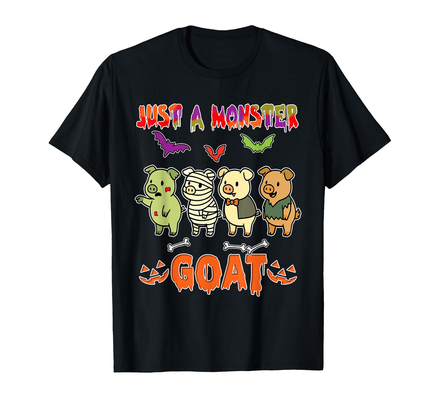 A Monster Halloween Group Pigs Cosplay Zombies Mummies T-Shirt