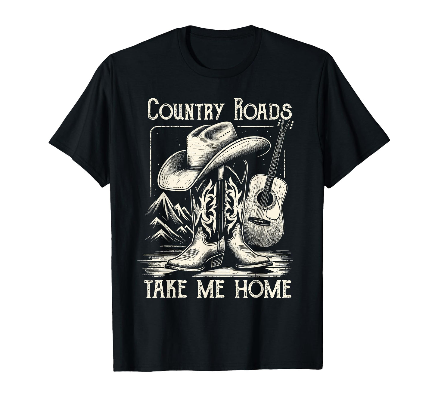 Country Roads Take Me Home Cowboy Western Virginia Retro T-Shirt
