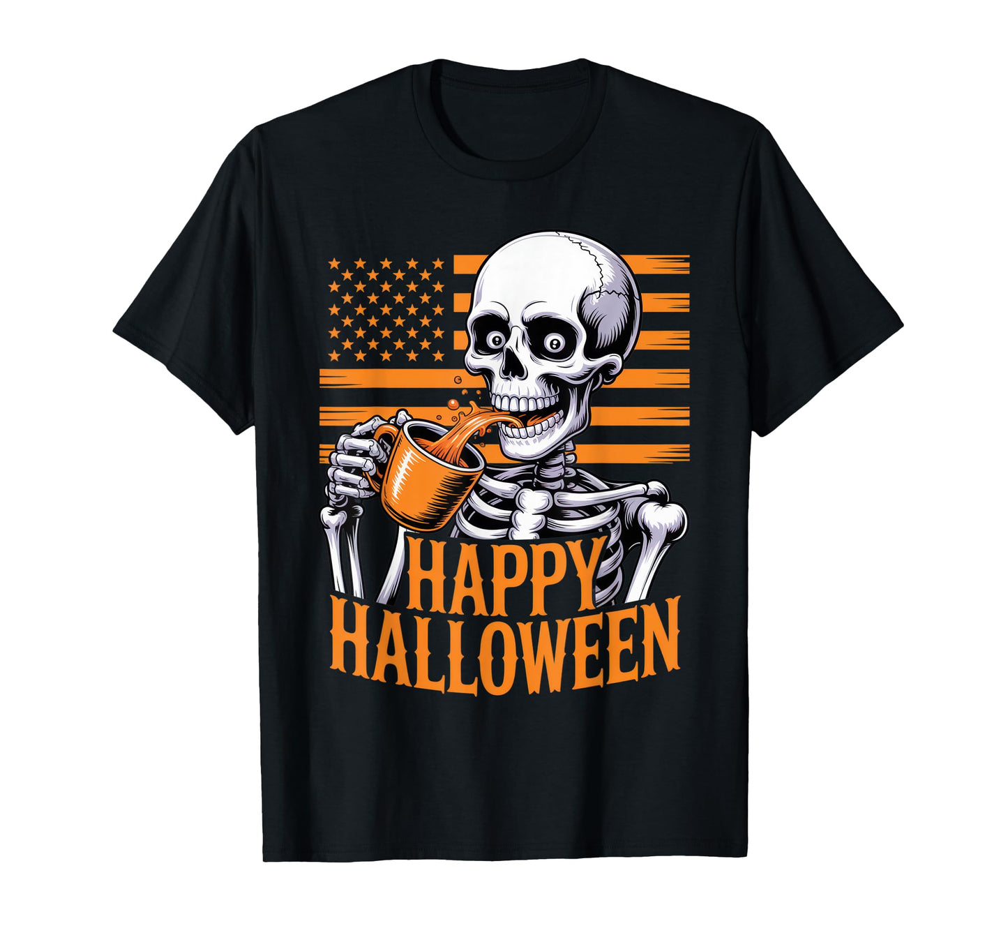 Happy Halloween Skeleton Coffee Enthusiast Autumn Vibes T-Shirt