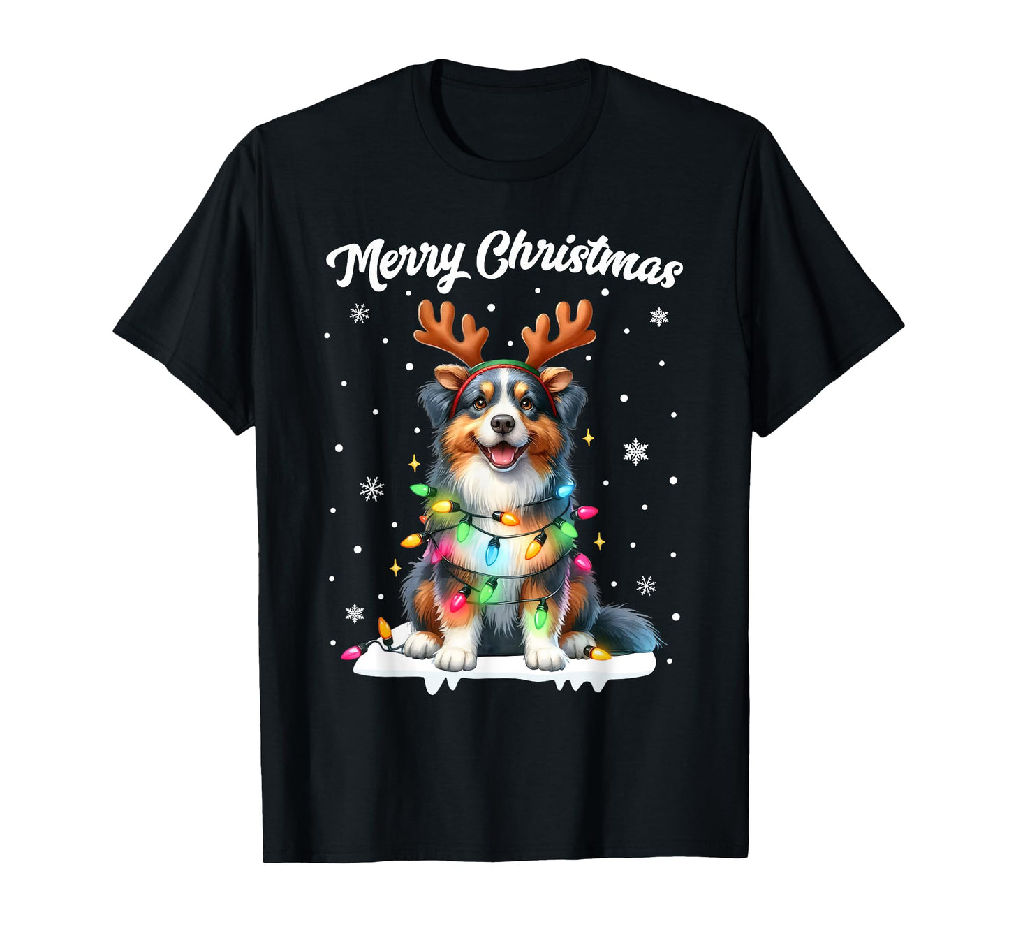 Christmas Pajamas Men Women Kids Australian Shepherd Dog T-Shirt