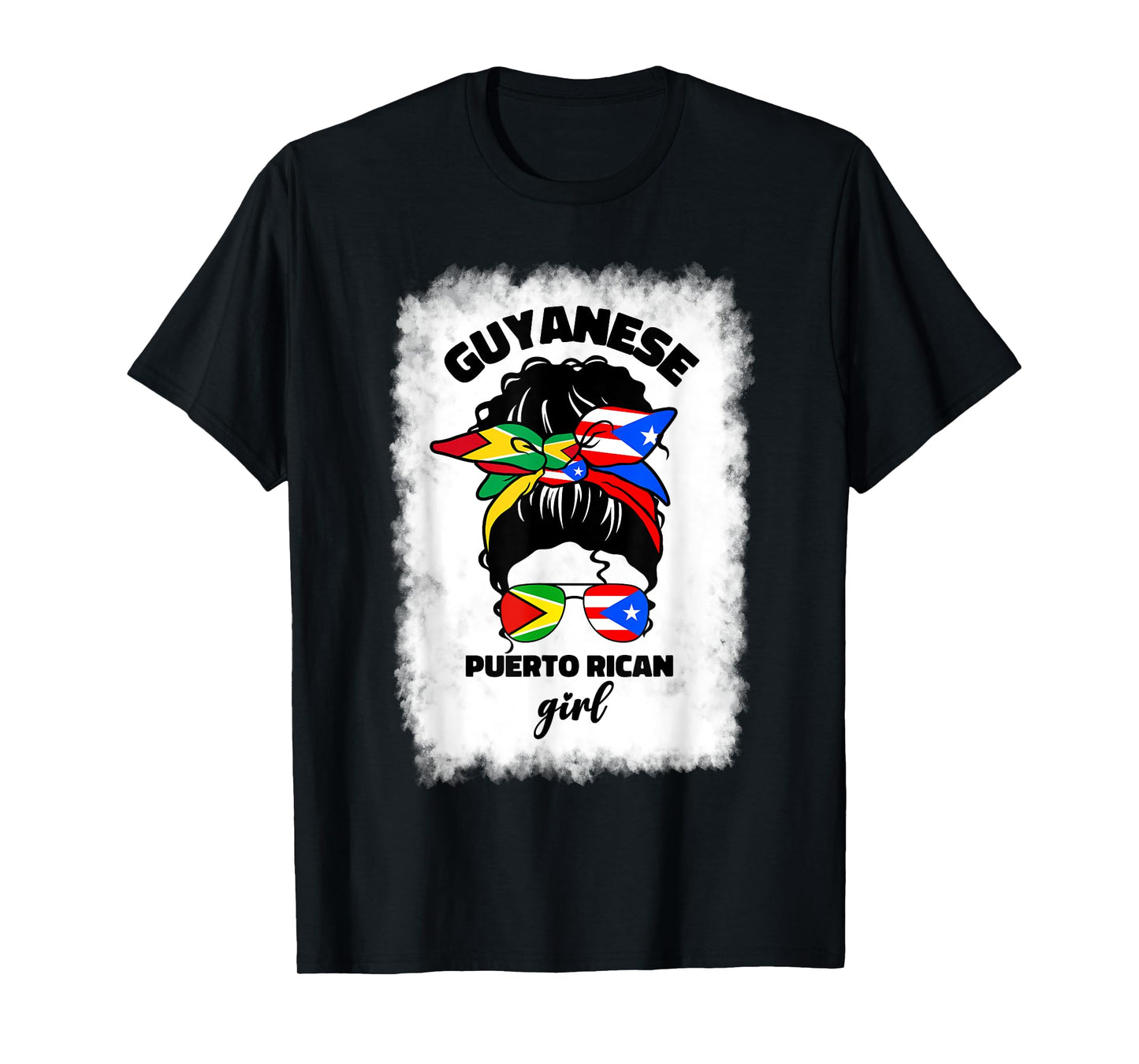 Half Guyanese And Puerto Rican Rico Guyana Flag Afro Girl T-Shirt