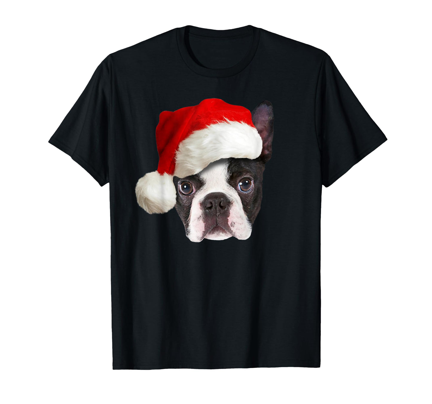 Funny Boston Terrier Christmas Santa Claus Hat Dog Puppy T-Shirt
