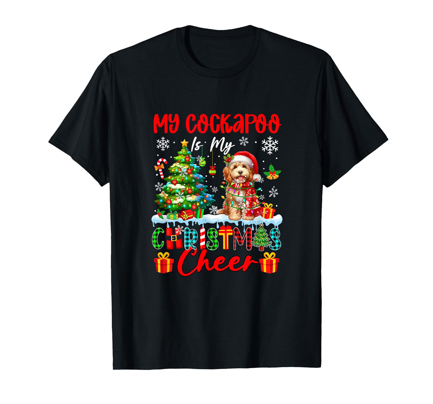 My Cockapoo is My Xmas Cheer Funny Santa Dog Owner Kids T-Shirt