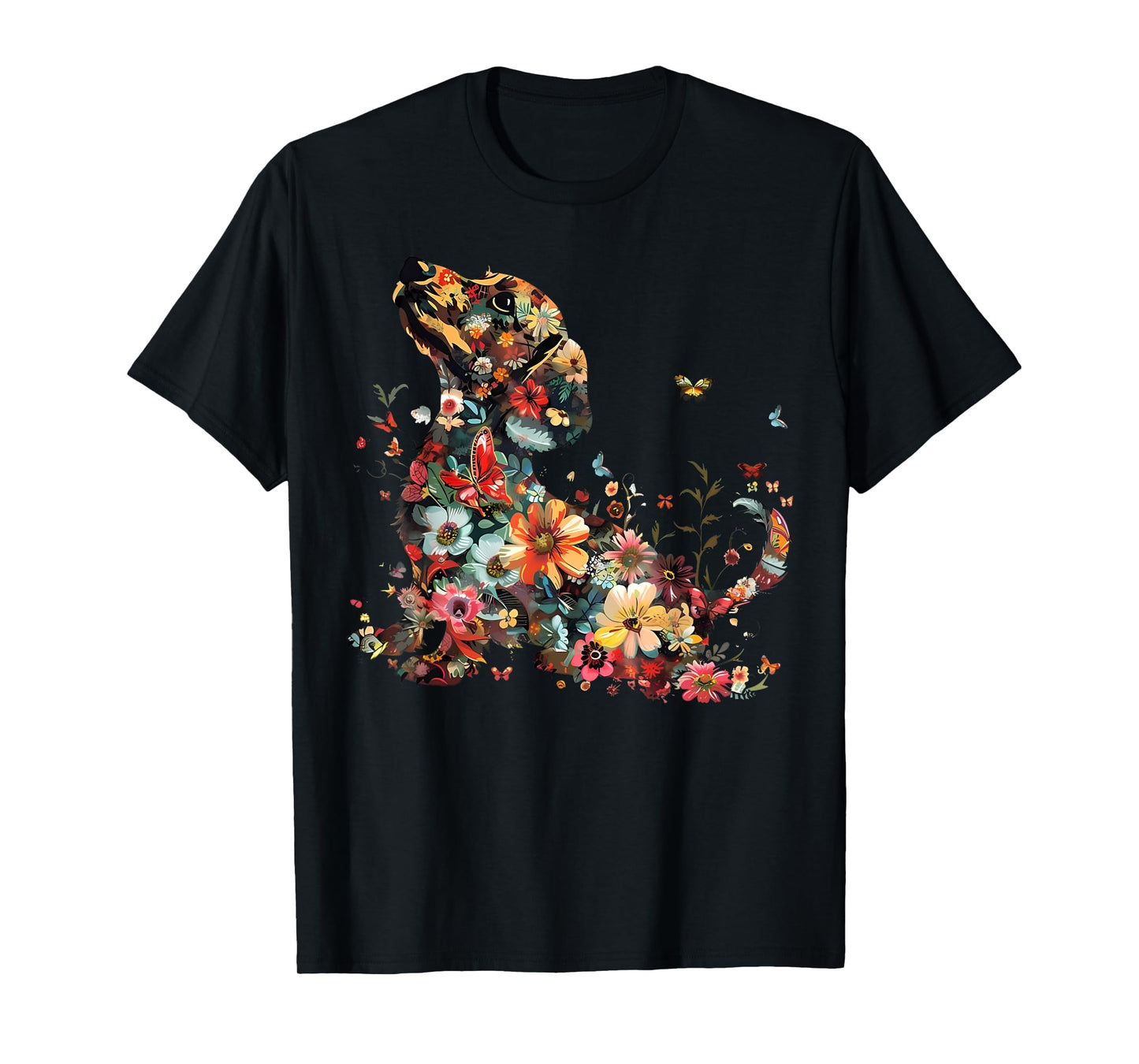 Floral Dachshund Cute Pet Dog Animal Lover Doxie Mama Women T-Shirt