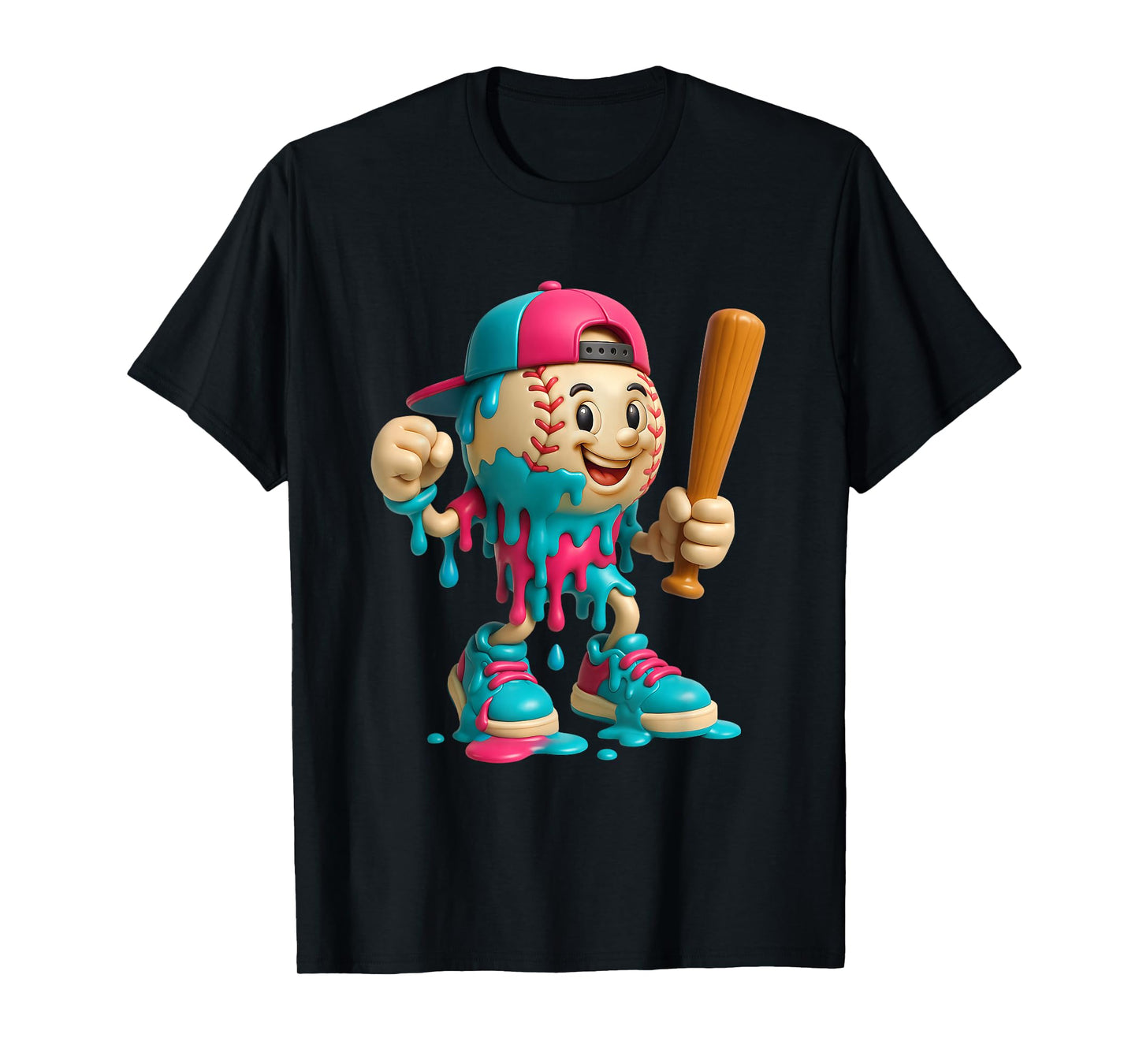 Baseball Drip Ice Cream Style Sport for Boys and Ball Player T-Shirt