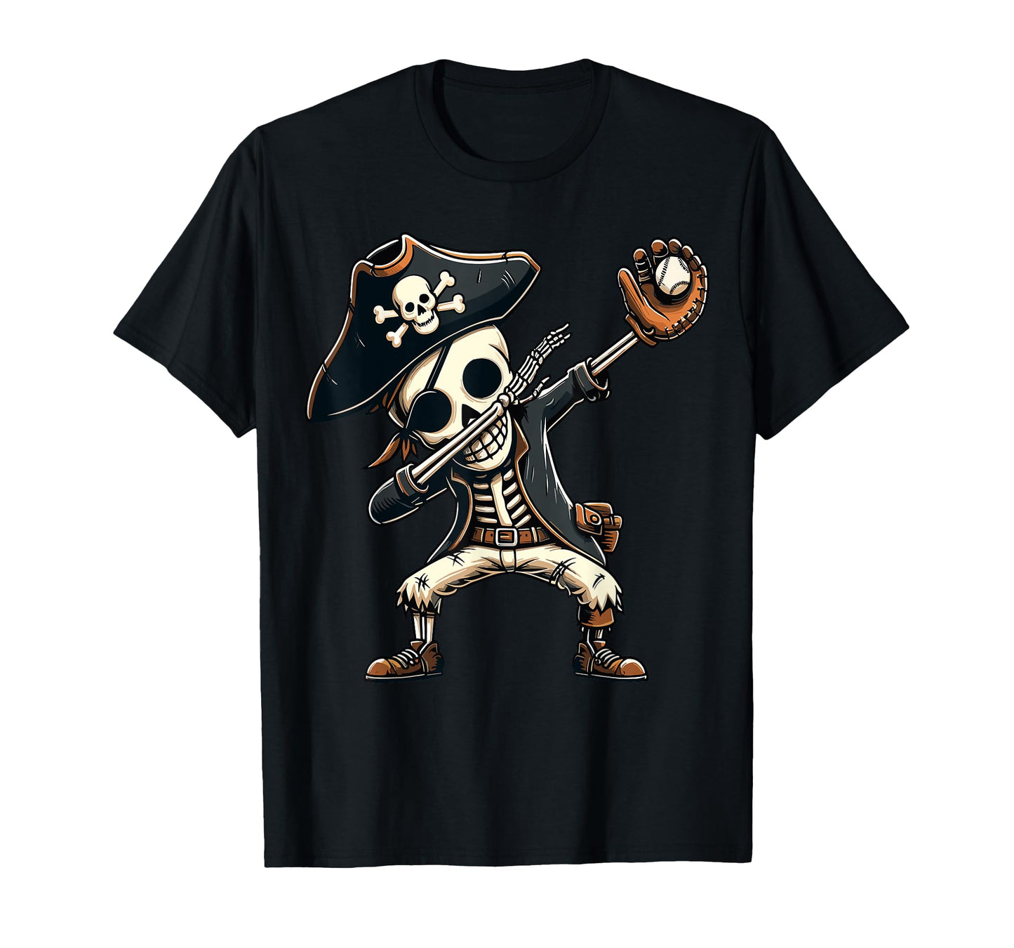 Dabbing Skeleton Pirate Baseball Kids T-Shirt