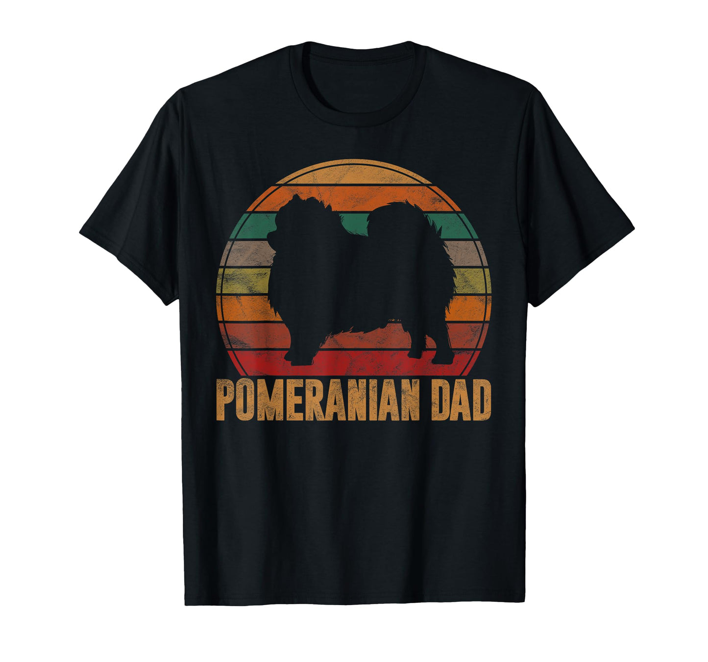 Retro Pomeranian Dad Gift Daddy Pompom Dog Owner Pet Father T-Shirt
