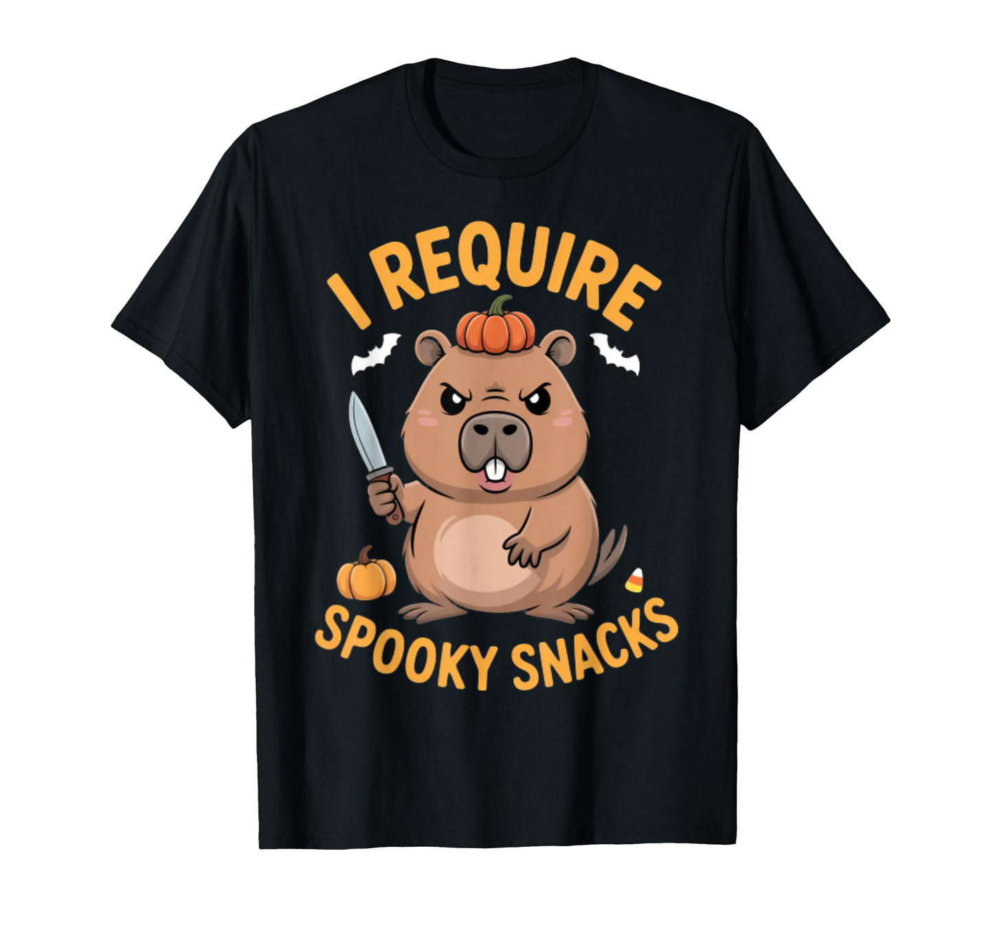 I Require Spooky Snacks Angry Capybara Halloween T-Shirt