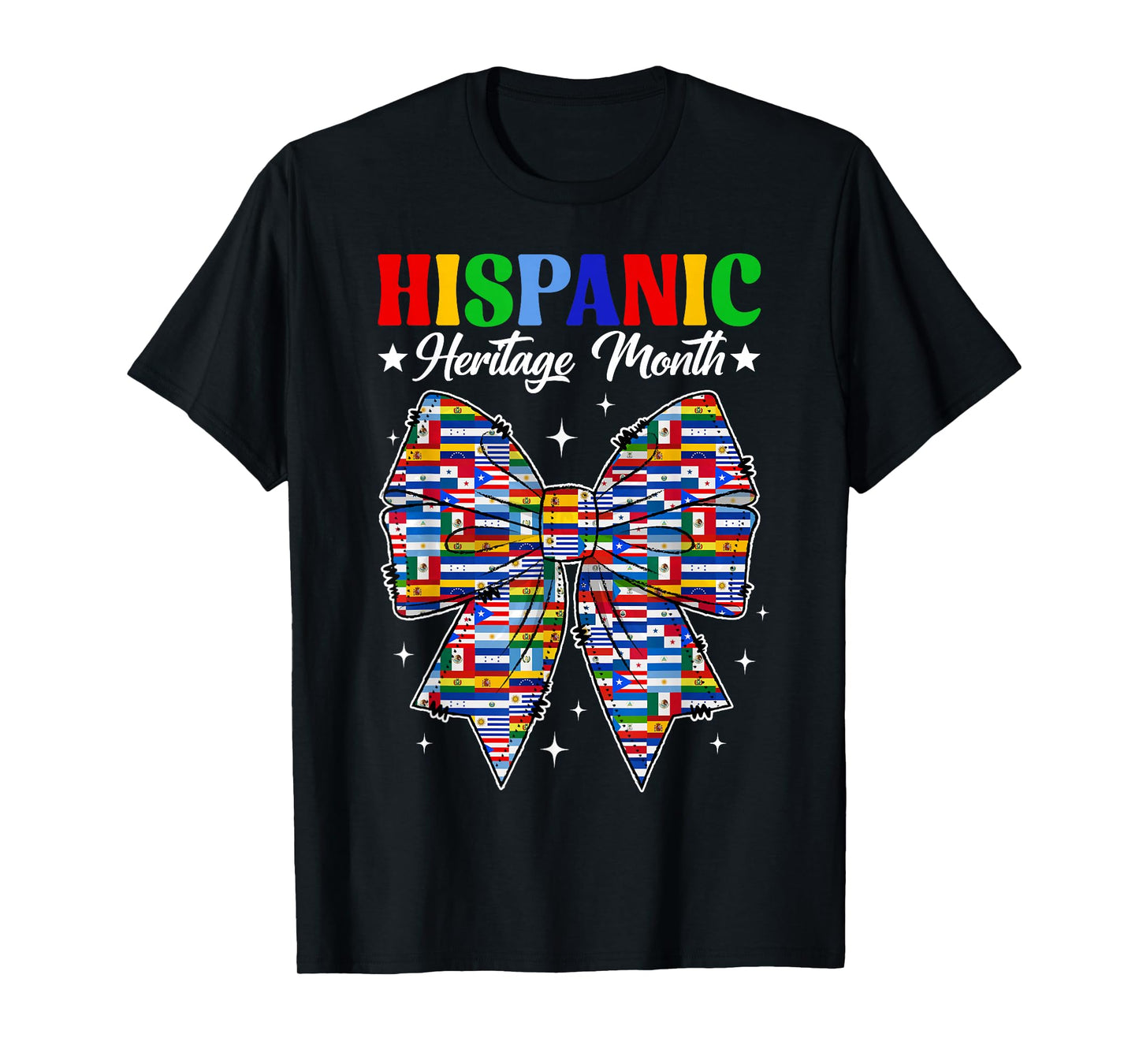 Cute Hispanic Heritage Month Hispanic Flags Bow Latino Girls T-Shirt