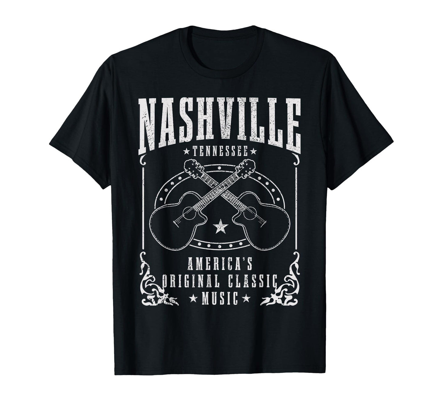 Nashville Tennessee Country Music City Guitar Vintage T-Shirt