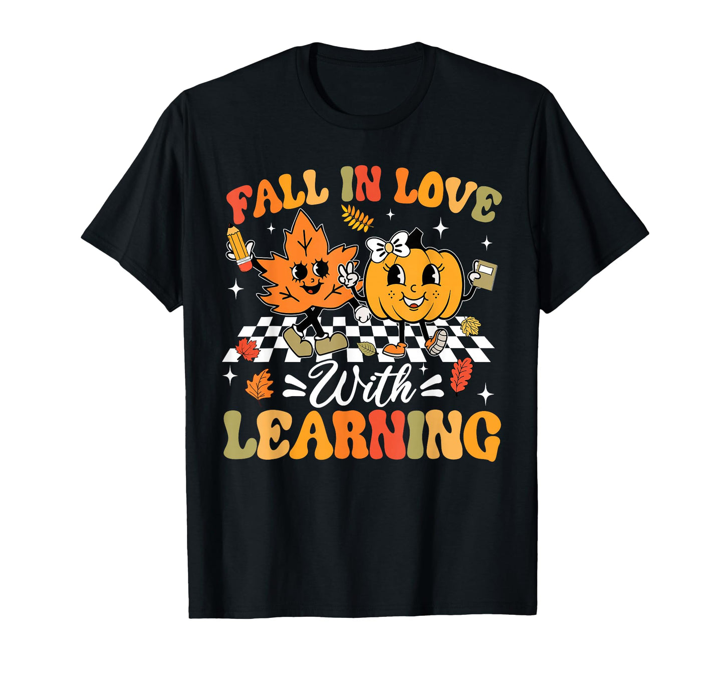Fall In Love With Learning Fall Teacher Thanksgiving Retro T-Shirt