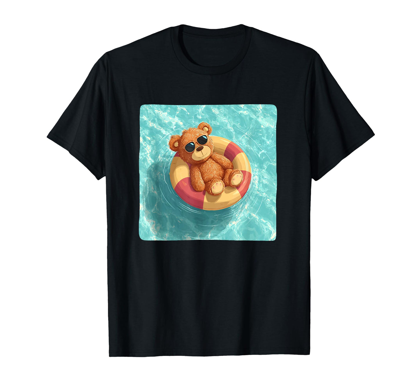 Funny Teddy Bear in Pool Ring for Vacation Lovers T-Shirt