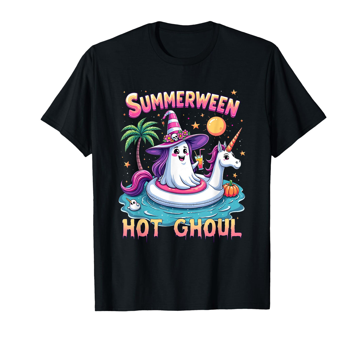 Vacation Halloween Party Group Funny Summerween Witch Vibes T-Shirt