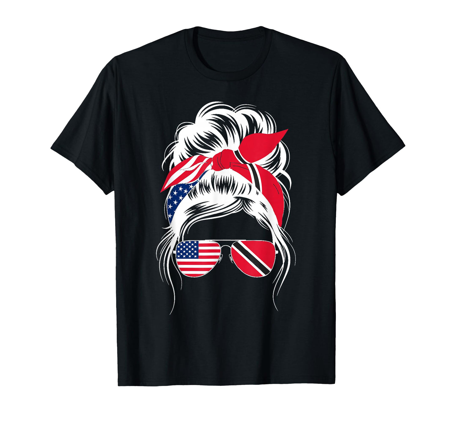Messy Hair American Trinidad And Tobago Flag Trinidadian T-Shirt