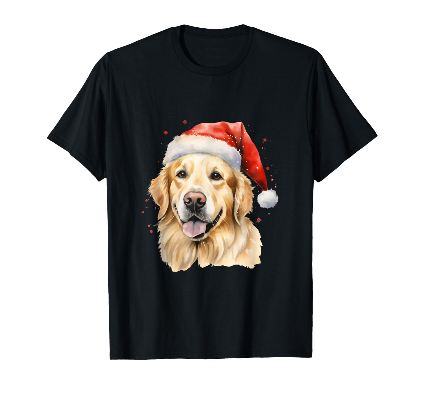 Christmas Golden Retriever Cute Holiday Santa Hat T-Shirt