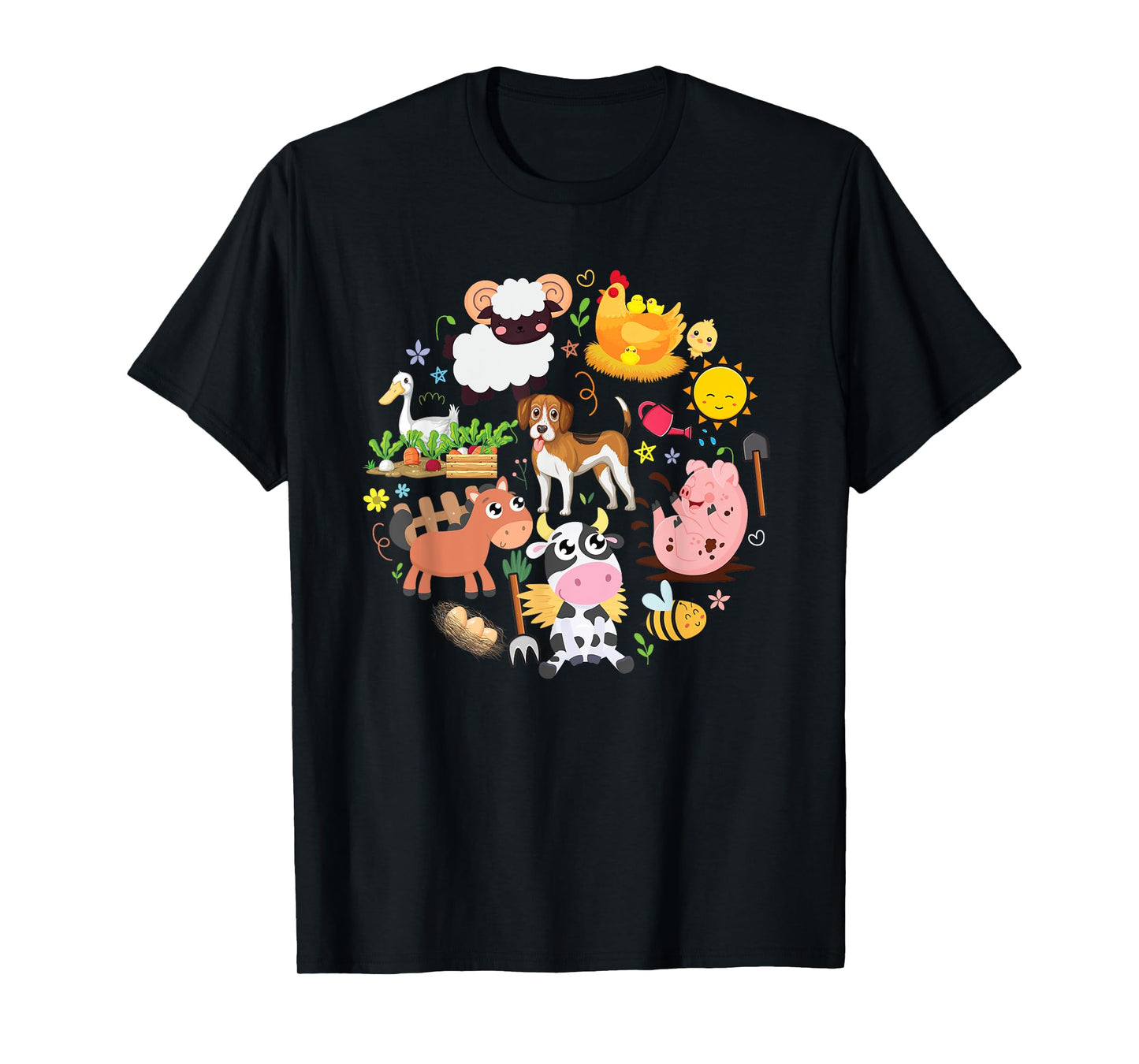 Boy's Girl's Cute Farm Animals Toddler Farmer Kids Farming T-Shirt