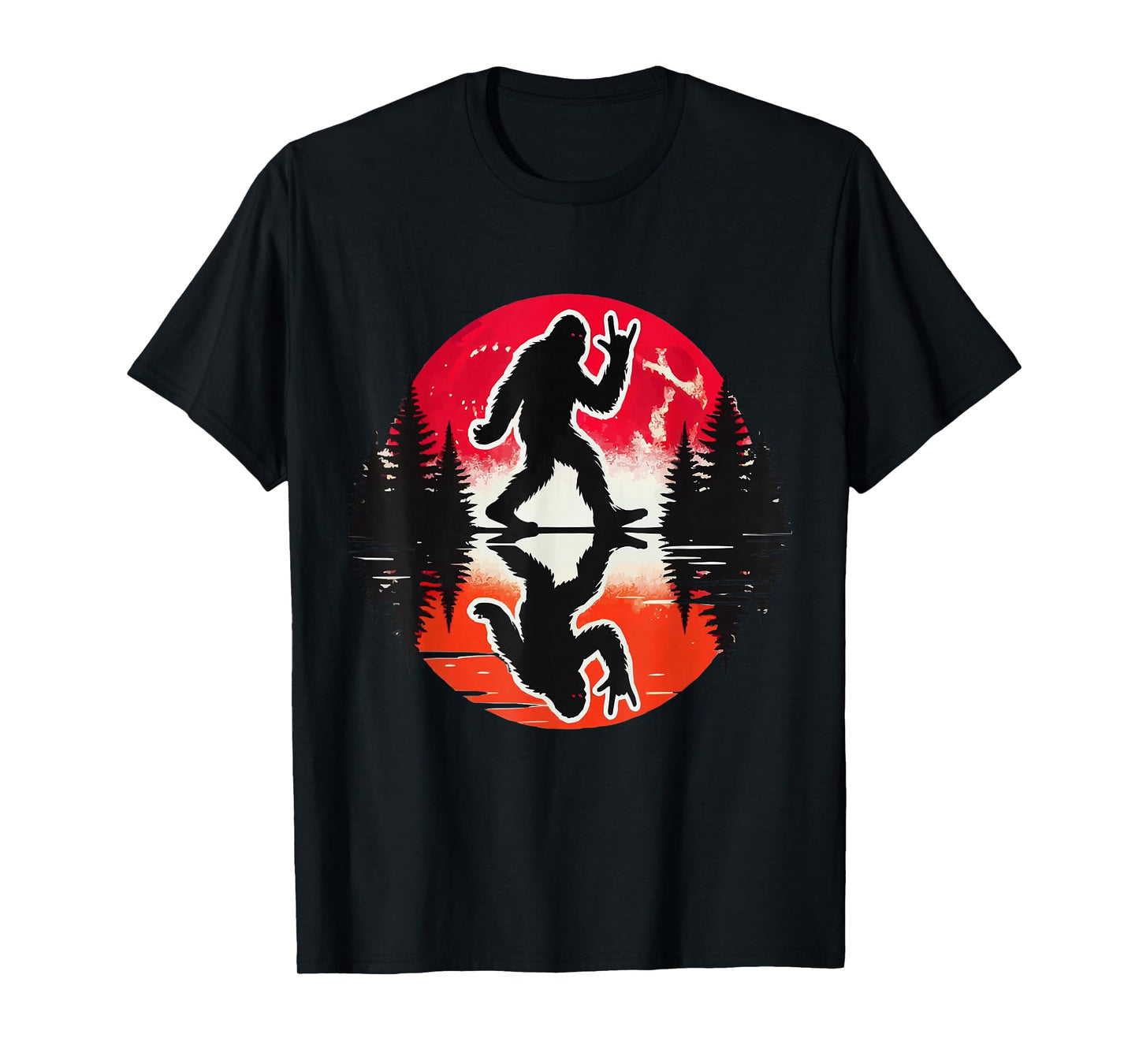 Bigfoot Reflection: Mythical Vibes in Nature T-Shirt