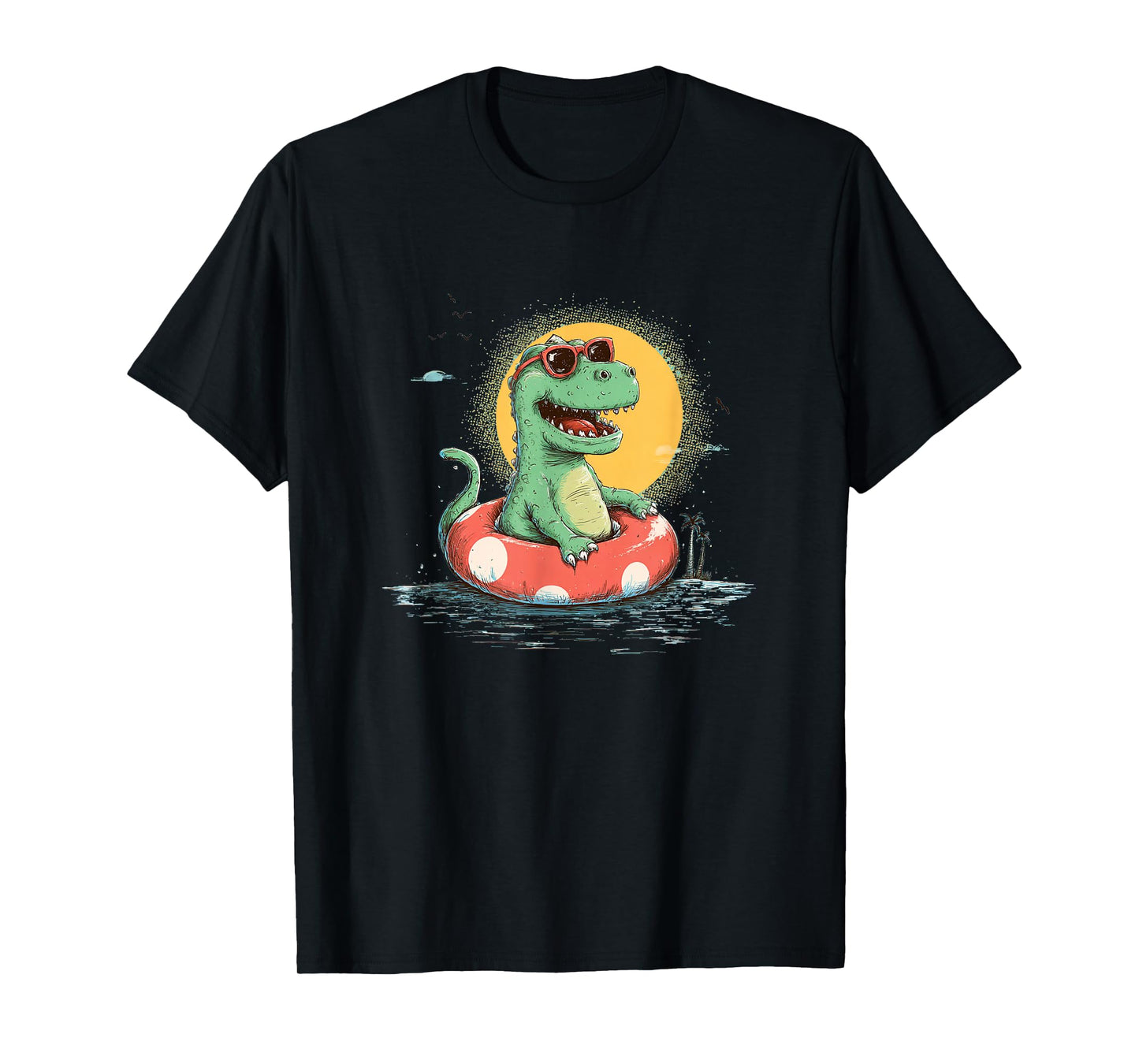 Holiday Dinosaur in Dotted Pool Ring for Boys and Girls T-Shirt