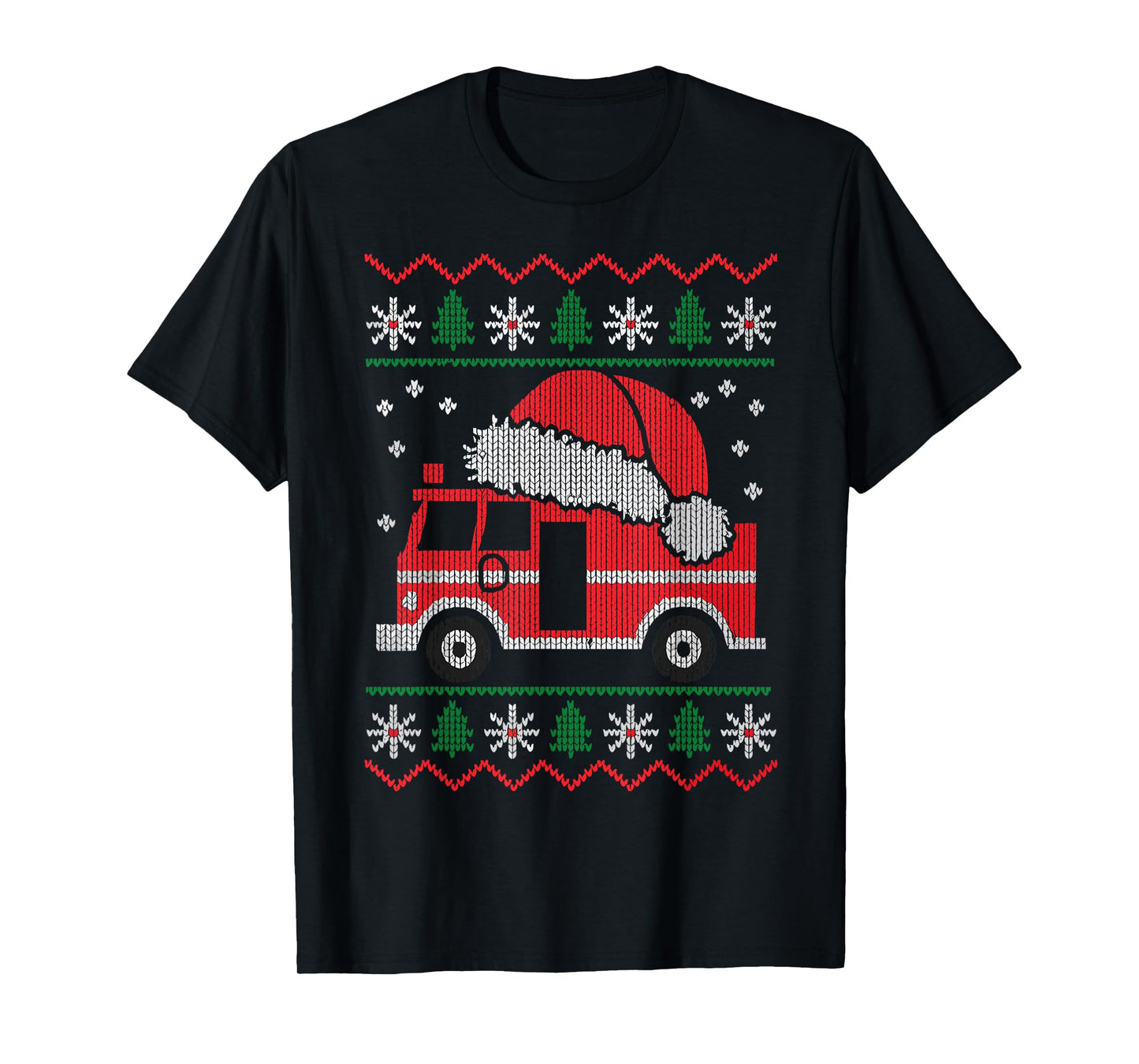 Funny Ugly Christmas Sweater Firetruck Christmas Firefighter T-Shirt