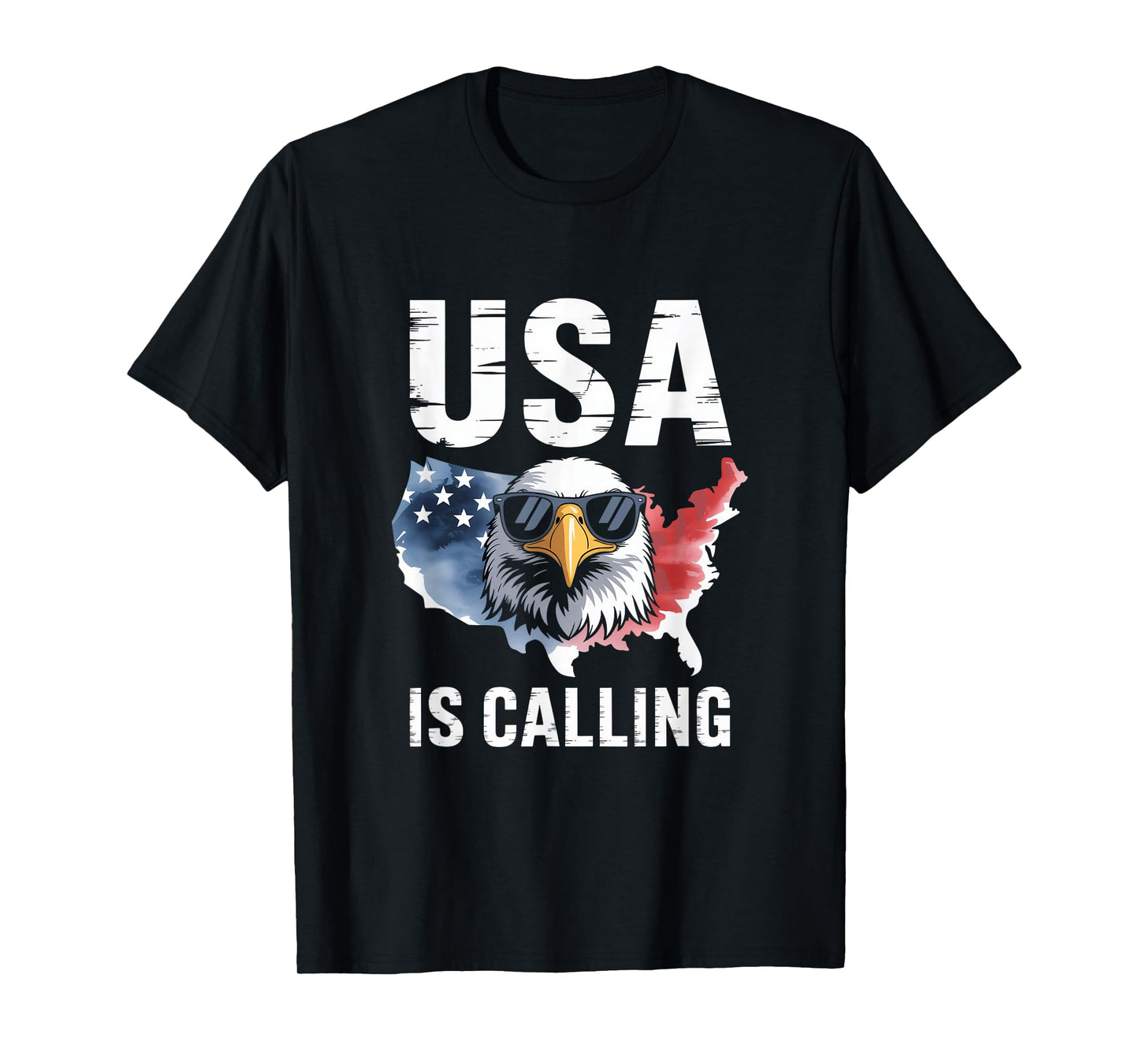 USA is Calling Bald Eagle American Flag Map Pride T-Shirt
