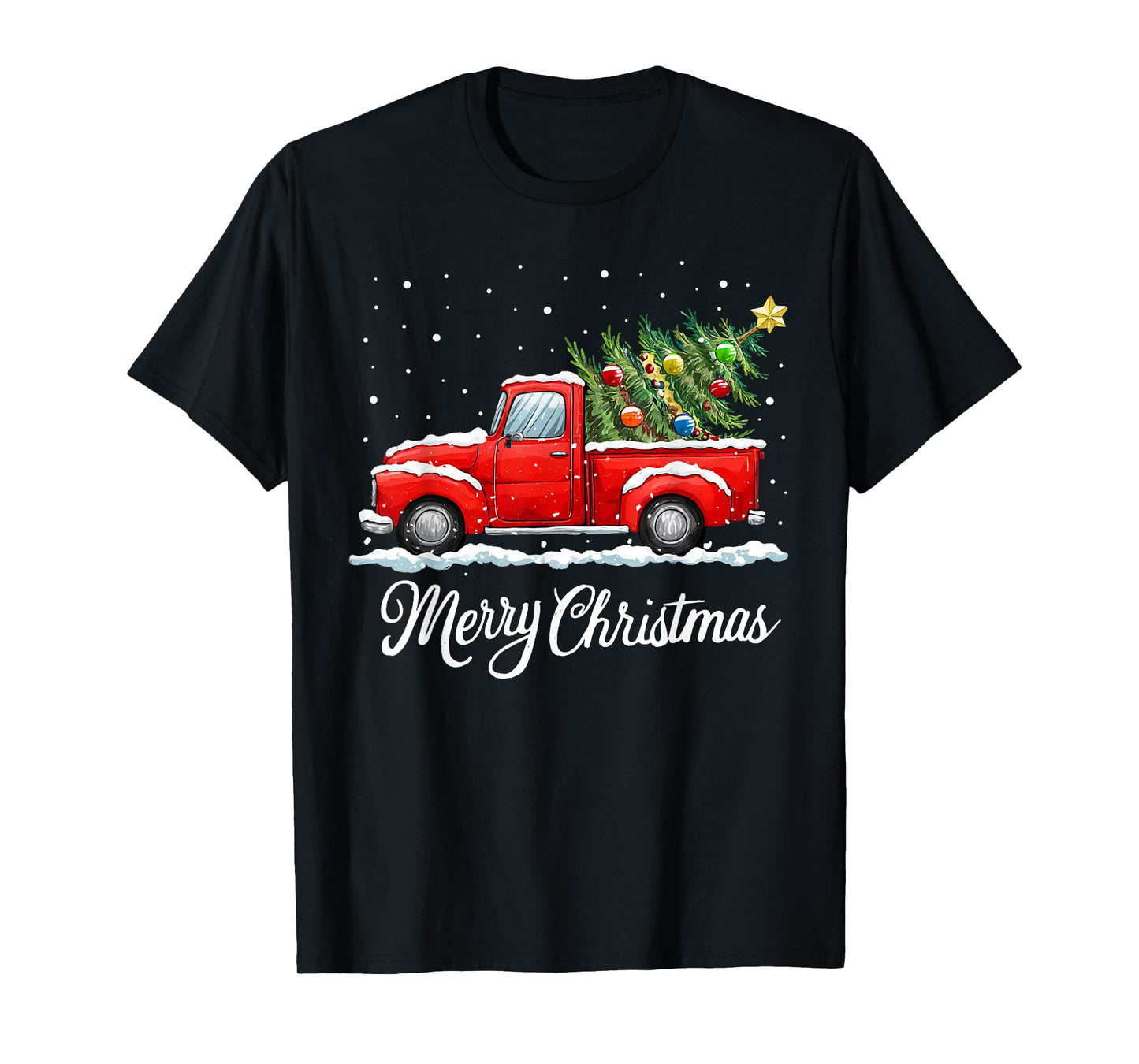 Vintage Merry Christmas Red Truck Old Fashioned Christmas T-Shirt