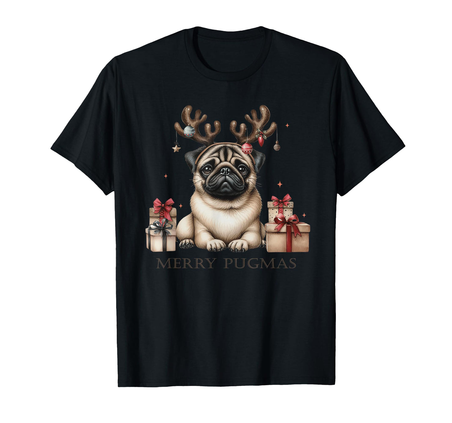 Funny Pug Merry Pugmas Xmas Dogs PugsLove Boys Girls Kids T-Shirt