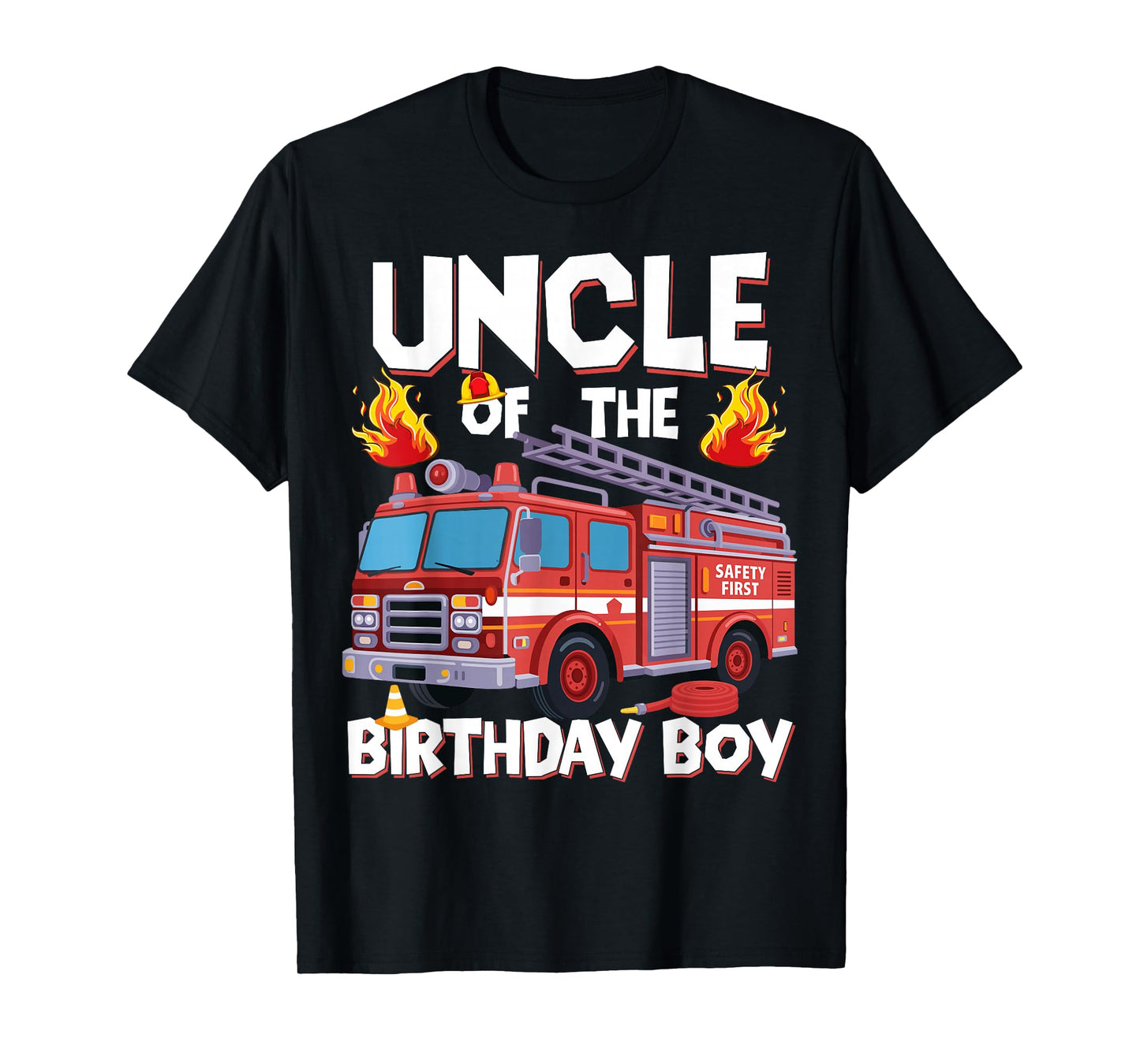 Uncle of The Birthday Boy Fire Truck Firefighter Uncle Bday T-Shirt