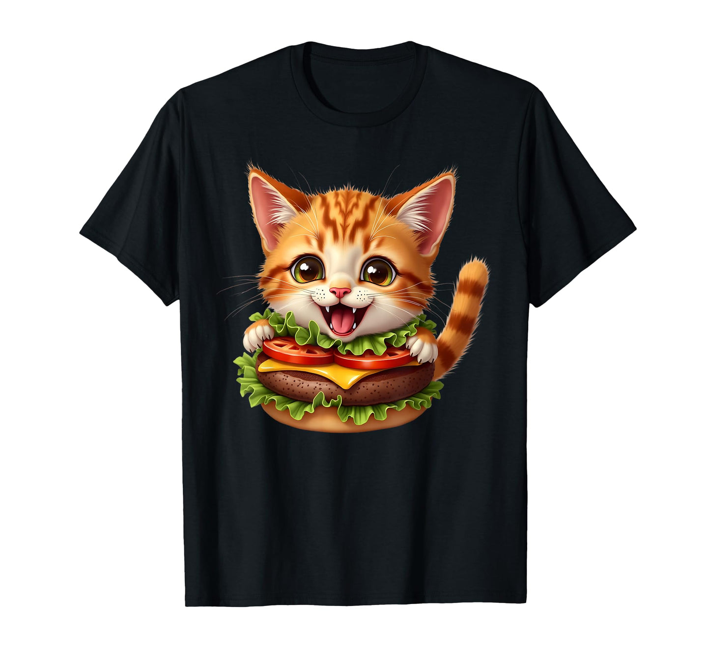 Funny Fast Food Cat Burger Lover Cute Cats Cheeseburger Men Women Kids T-Shirt