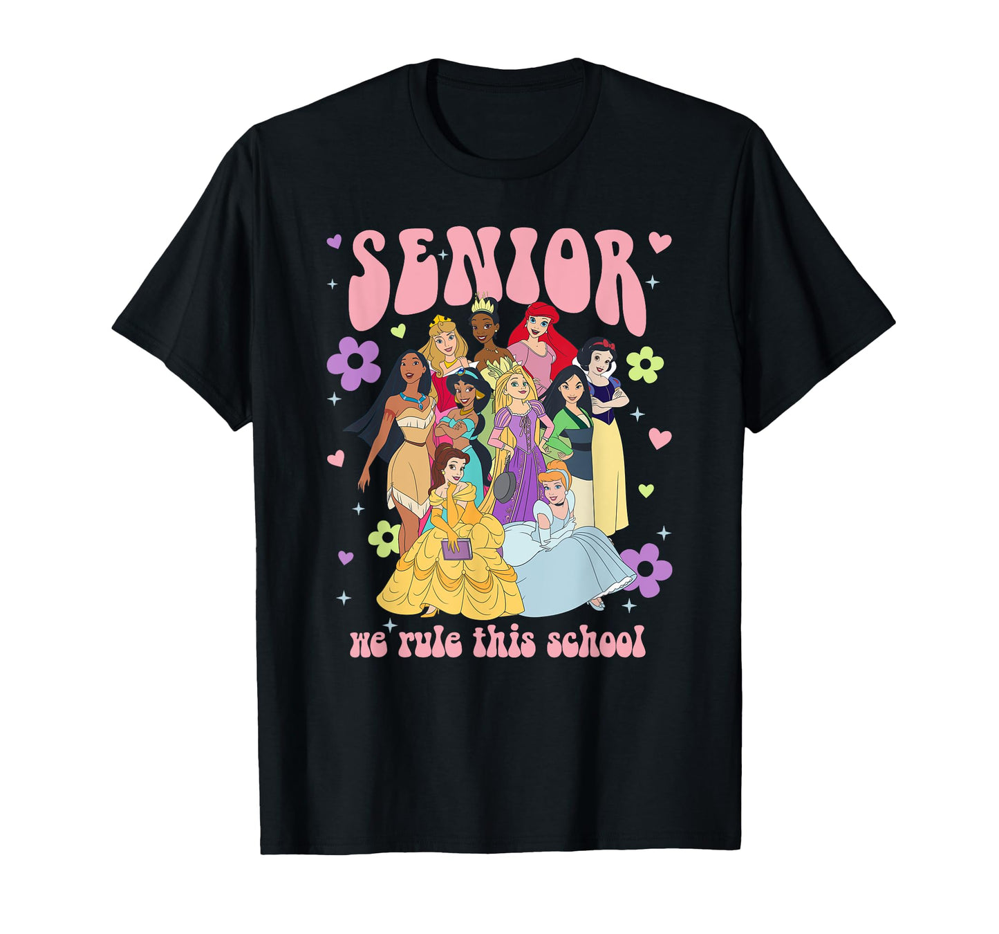 Disney Princess Senior We Rule This School Group Shot Logo T-Shirt