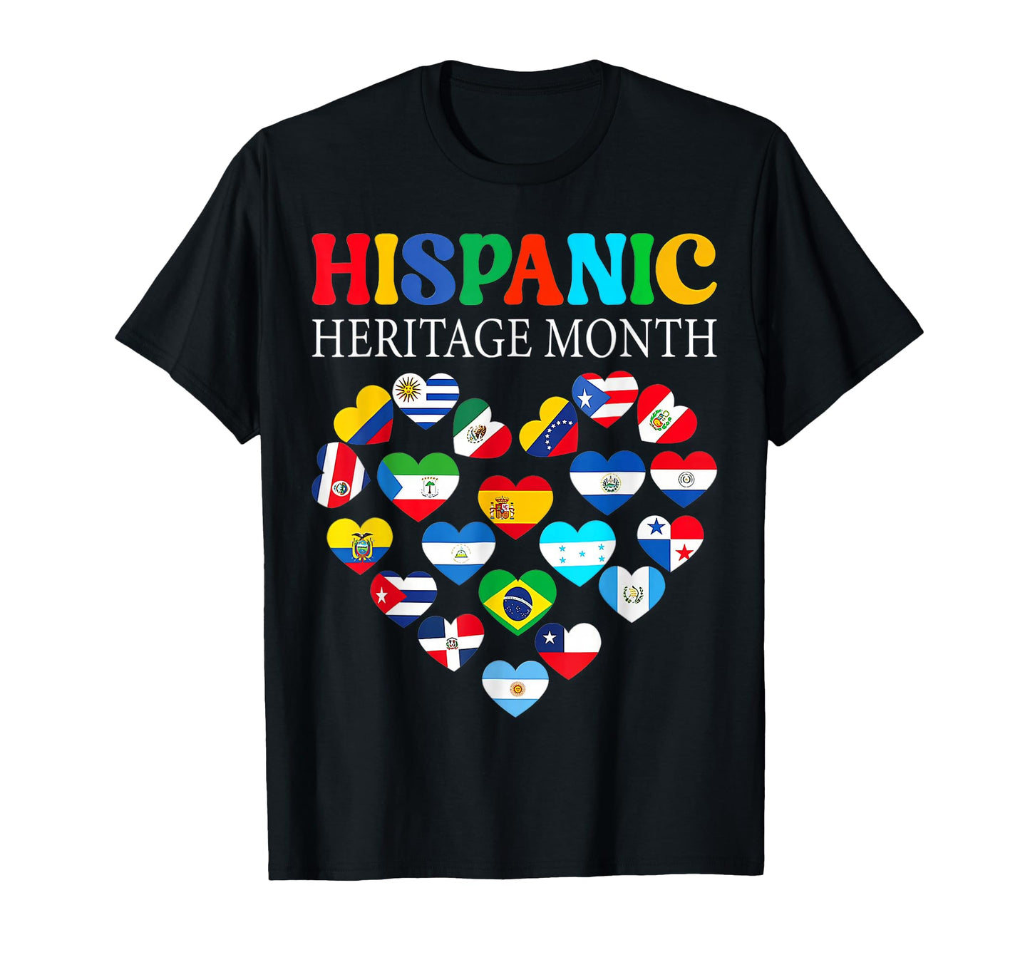 Hispanic Heritage Month All Countries Heart T-Shirt
