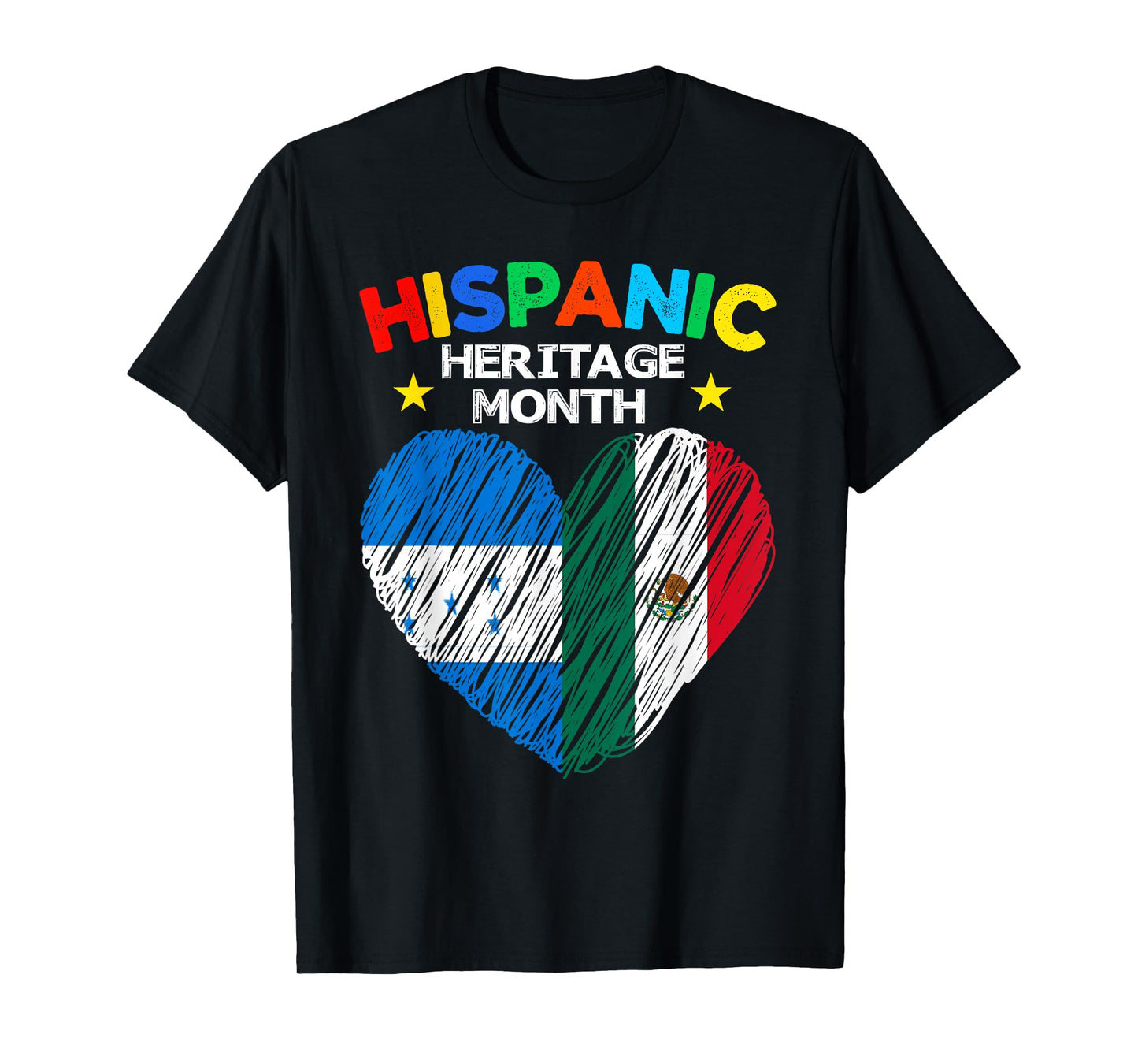 Honduras Mexico Flag Heart Latin Hispanic Heritage Month T-Shirt