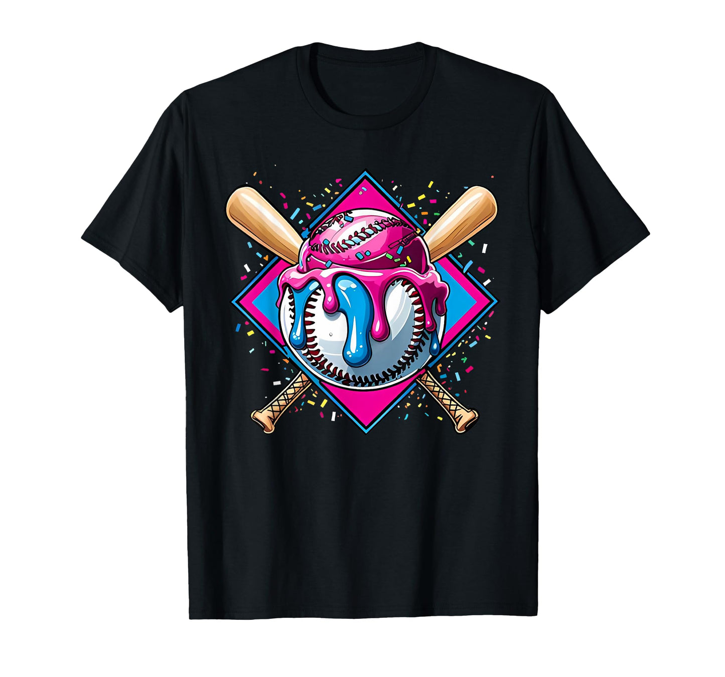 Baseball Ice Cream Dripping Baseball Home Plate Drip T-Shirt