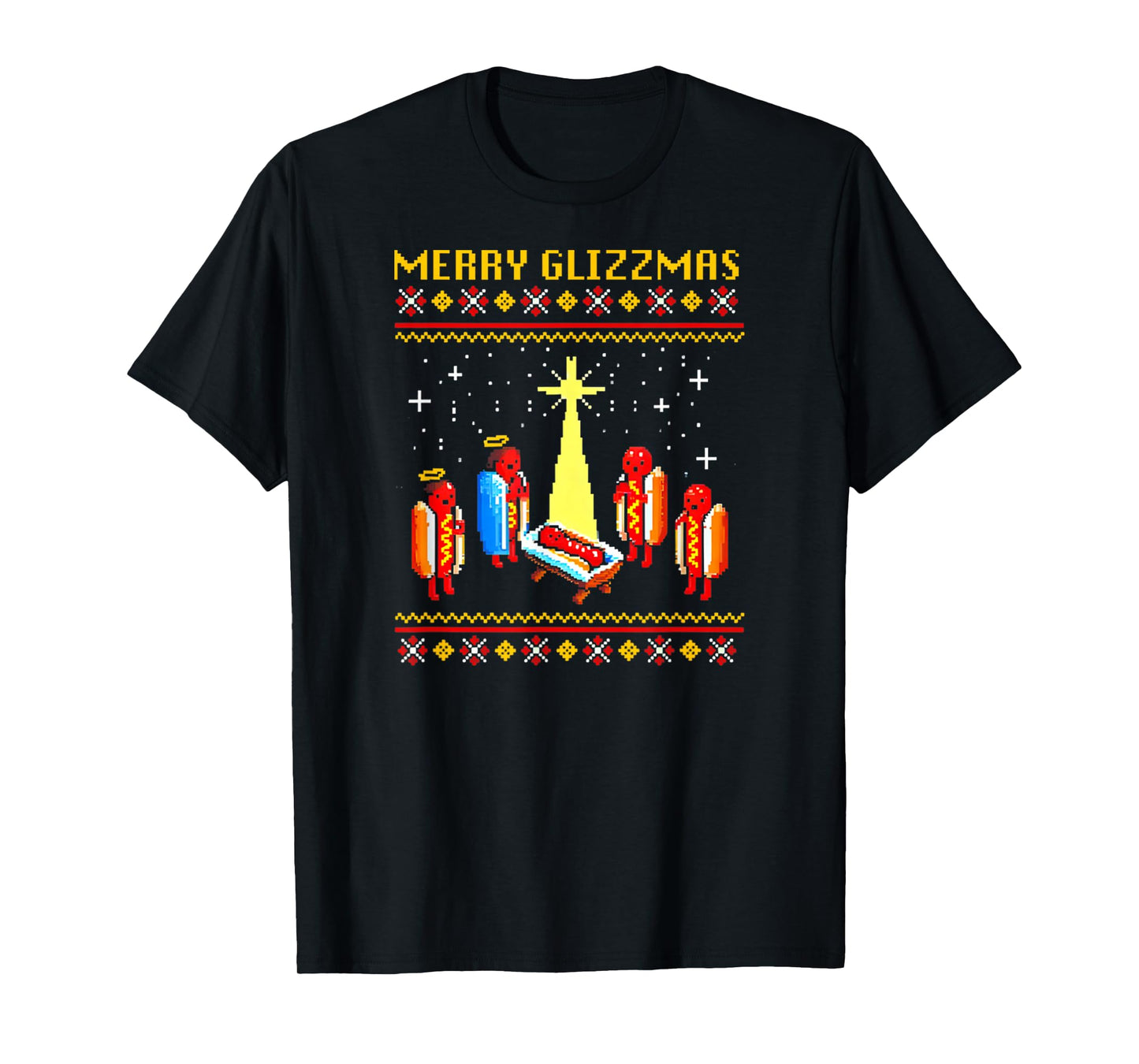 Merry Glizzmas Retro Funny Hot Dog Family Christmas Xmas T-Shirt