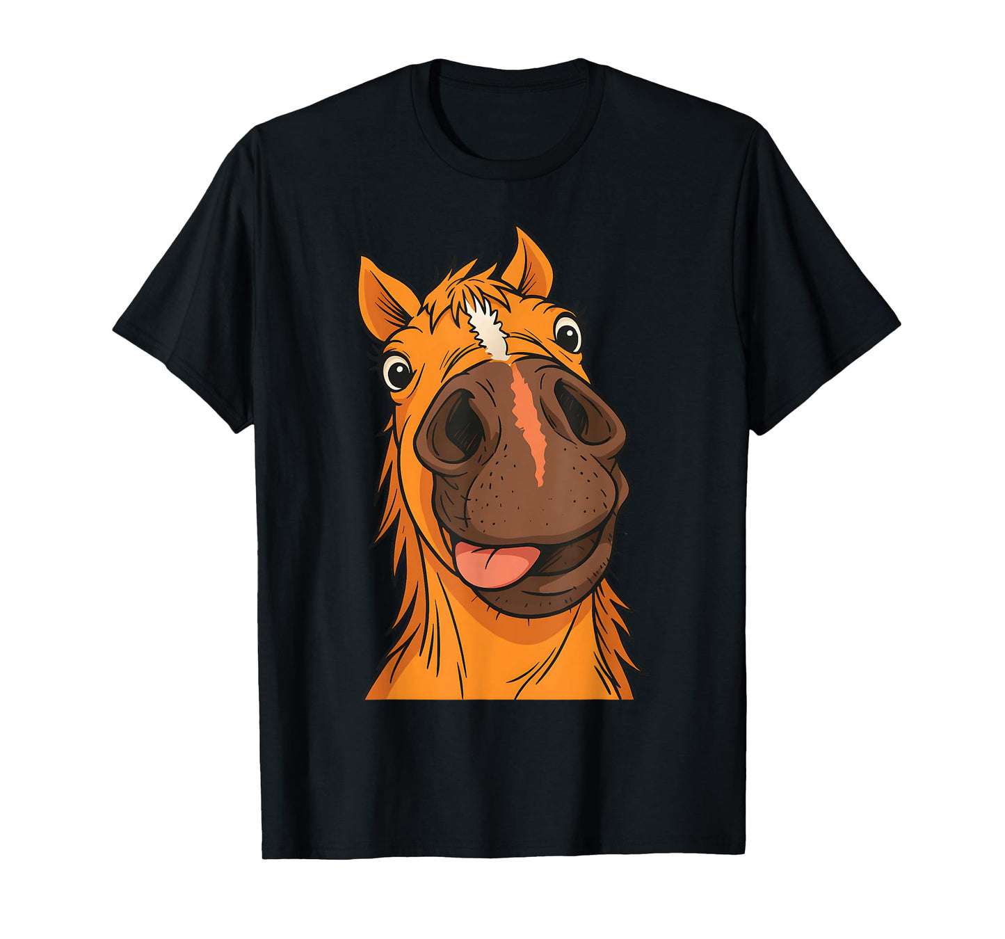 Funny Horse Face Tongue Out Cartoon Animal Humor Equestrian T-Shirt