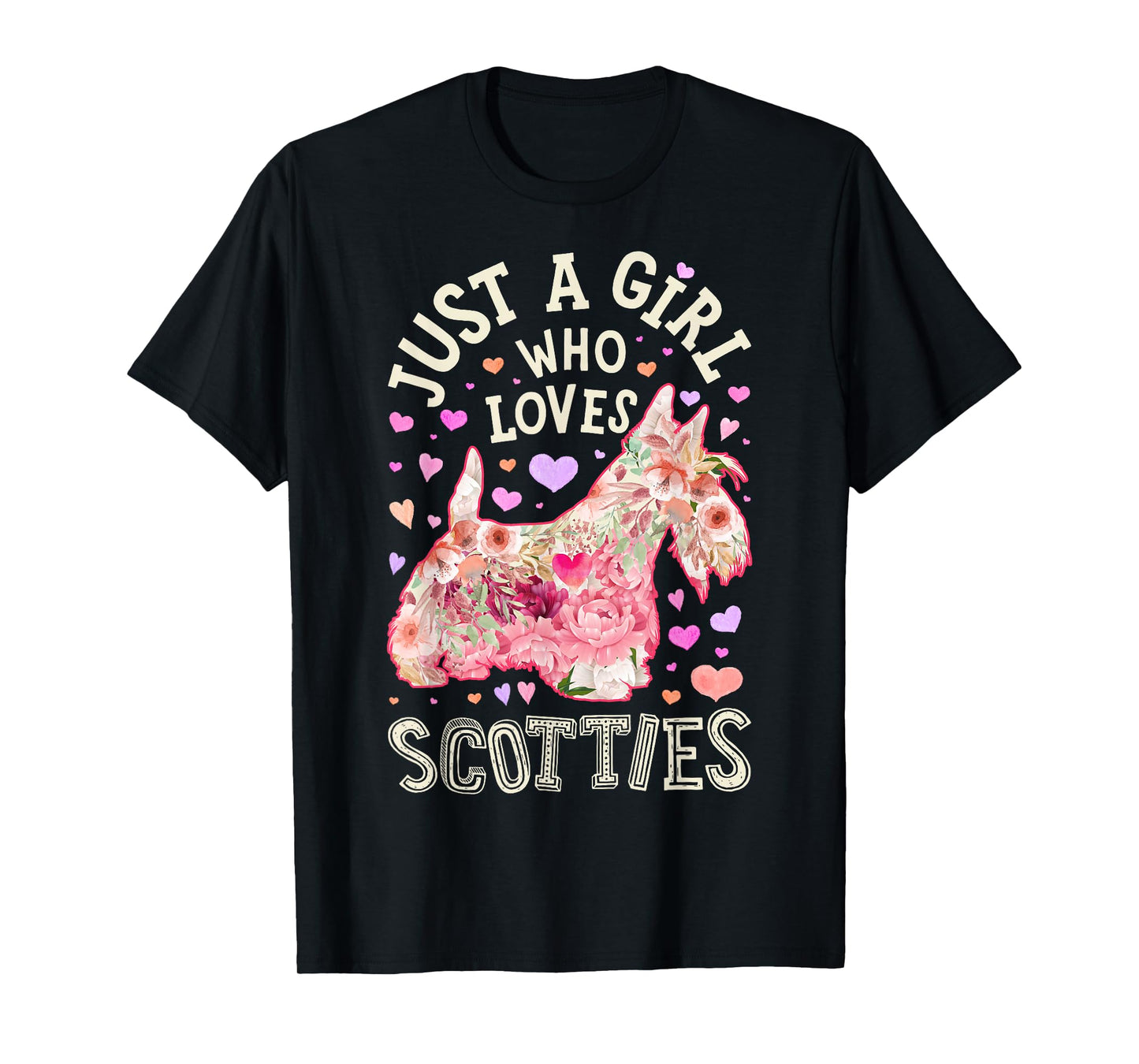 Scottie Scottish Terrier Just A Girl Who Loves Dog Flower T-Shirt