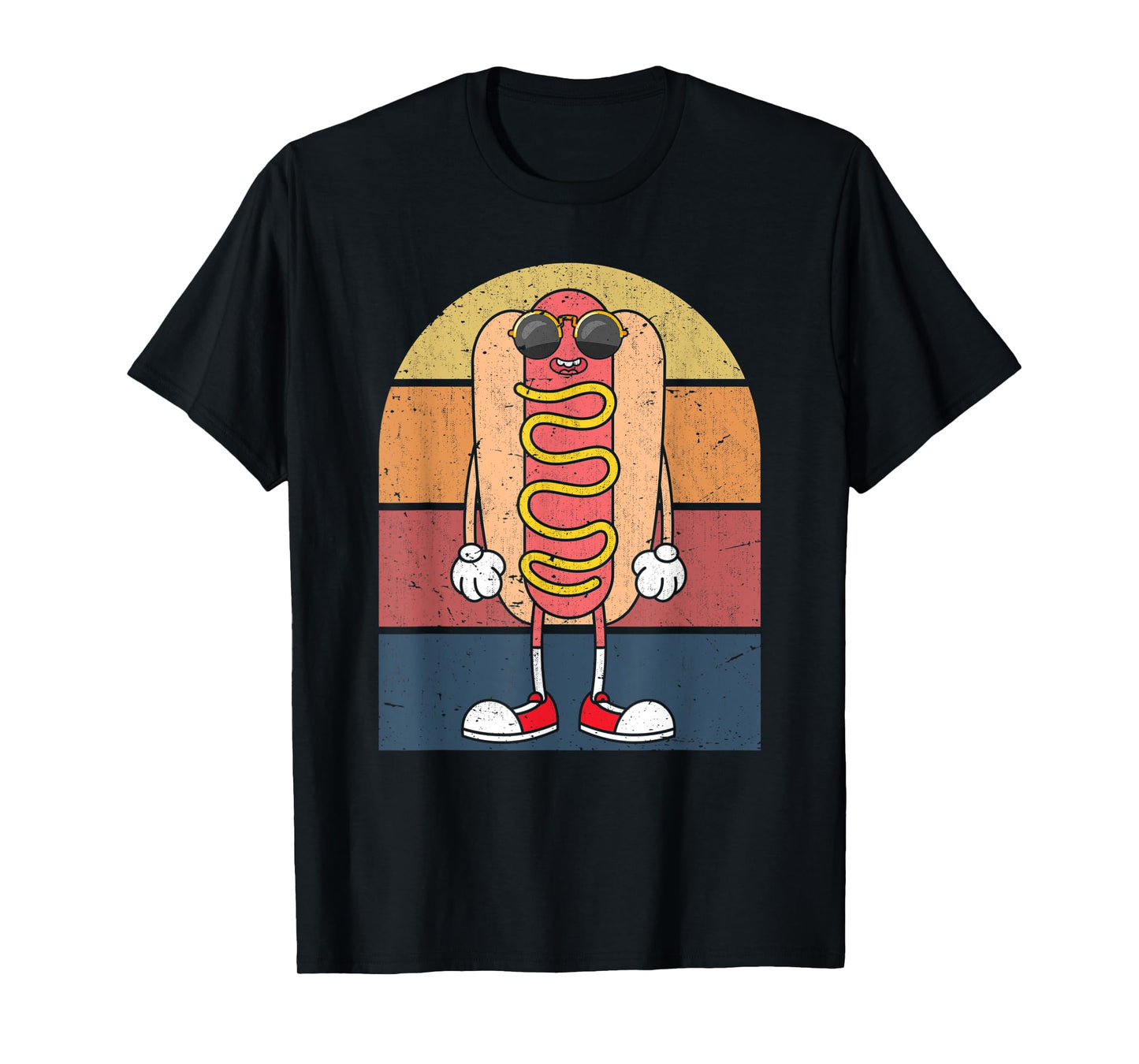 Cool Hot Dog Fast Food Sunglasses Weiner Foodie Retro Hotdog Men Women Kids T-Shirt