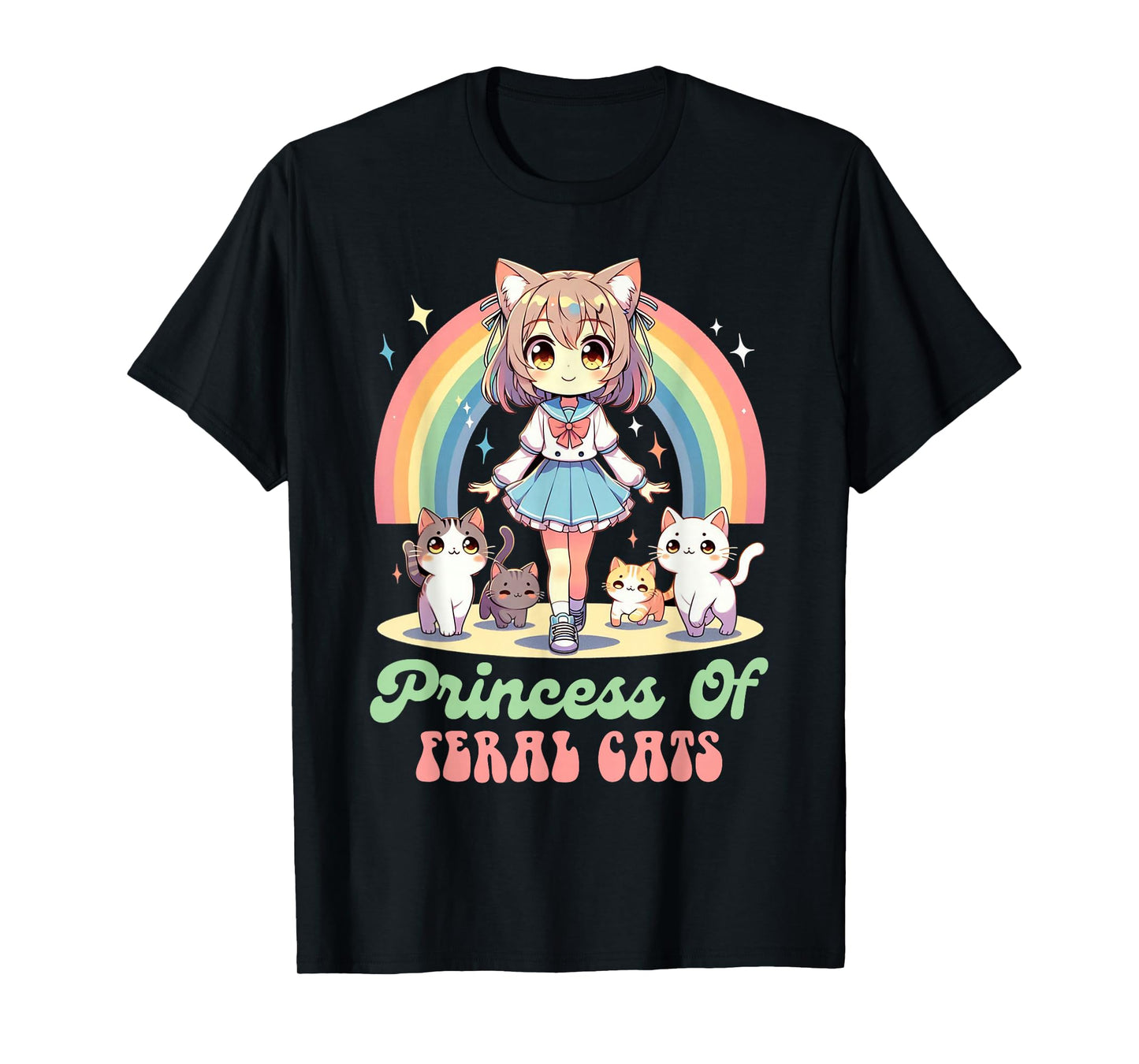 Anime And Cats Lover Princess Of Feral Cats Kawaii Otaku T-Shirt