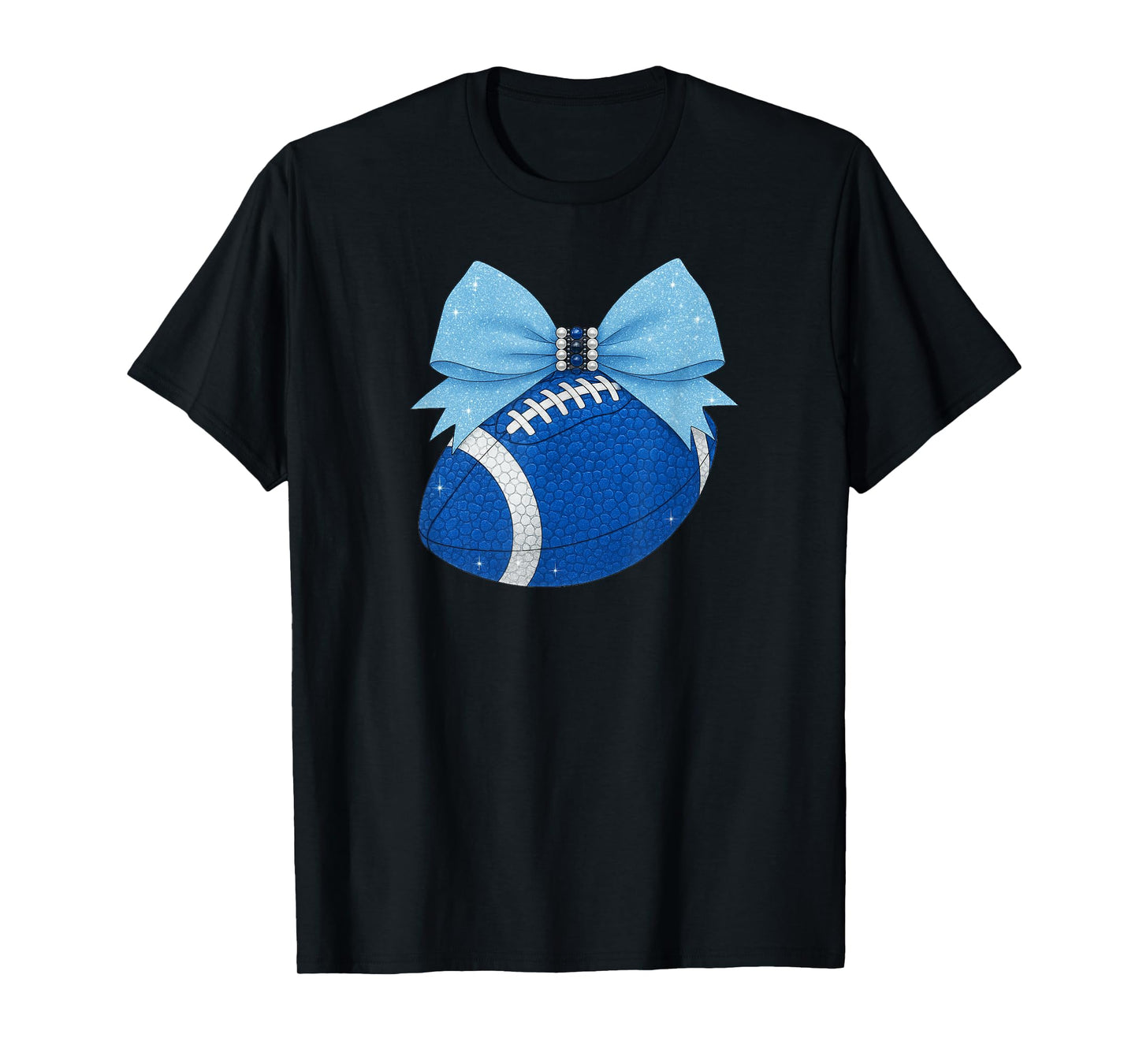 Royal Blue & White Sparkle Football T-Shirt