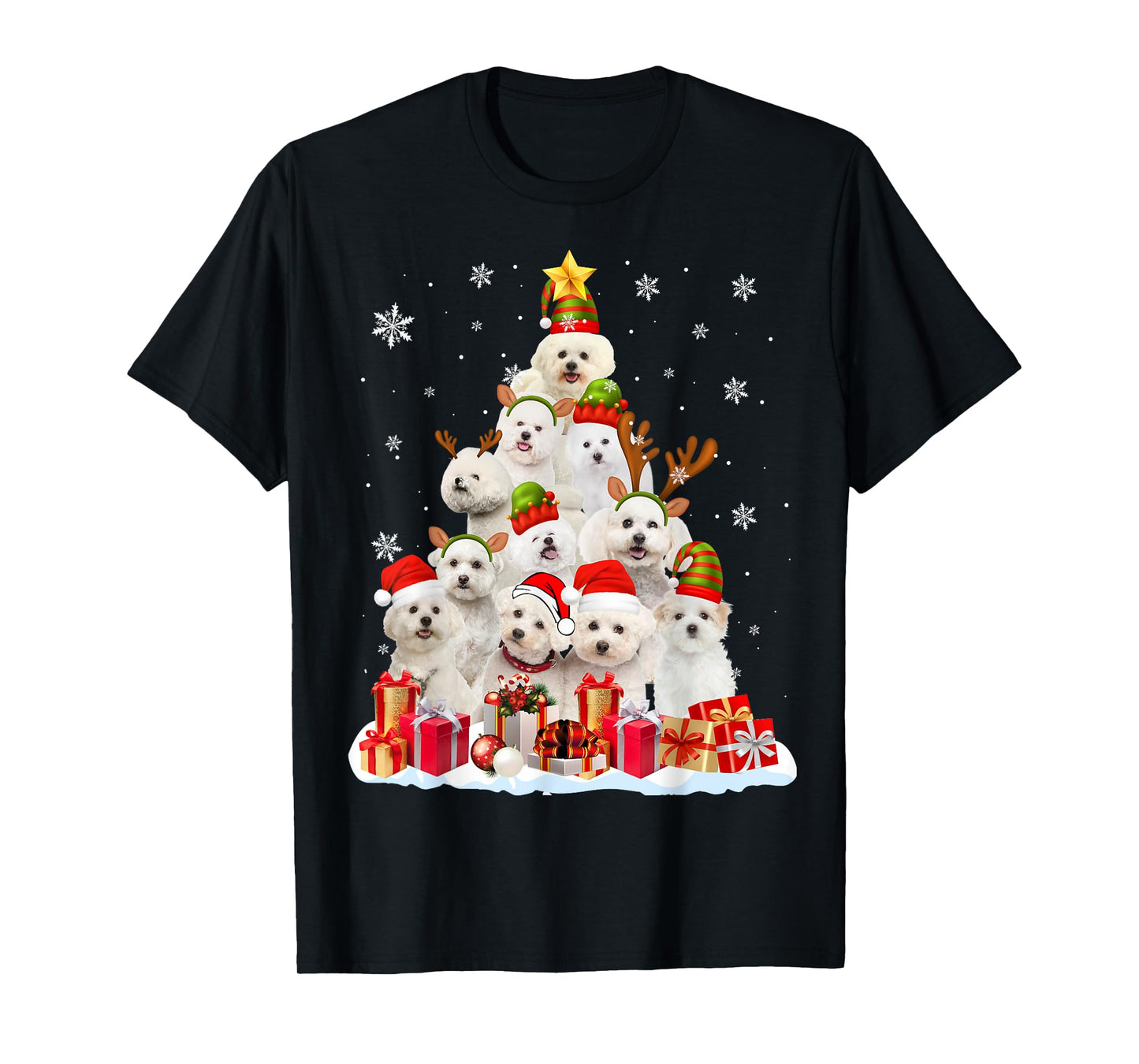 Funny Bichon Frise Christmas Tree Funny Dog Lover Gifts T-Shirt for Men Women Girls Kids