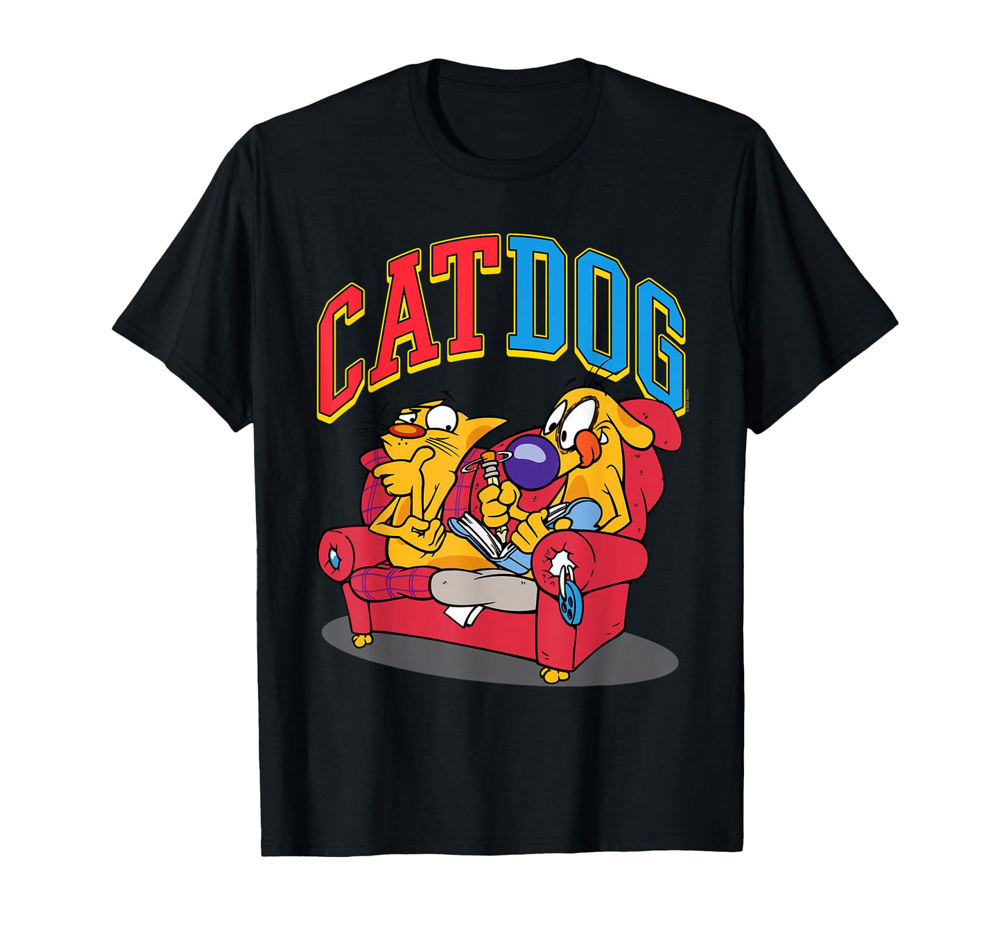 Catdog Hanging Out Retro Cartoon T-Shirt for Men Women Girls Kids
