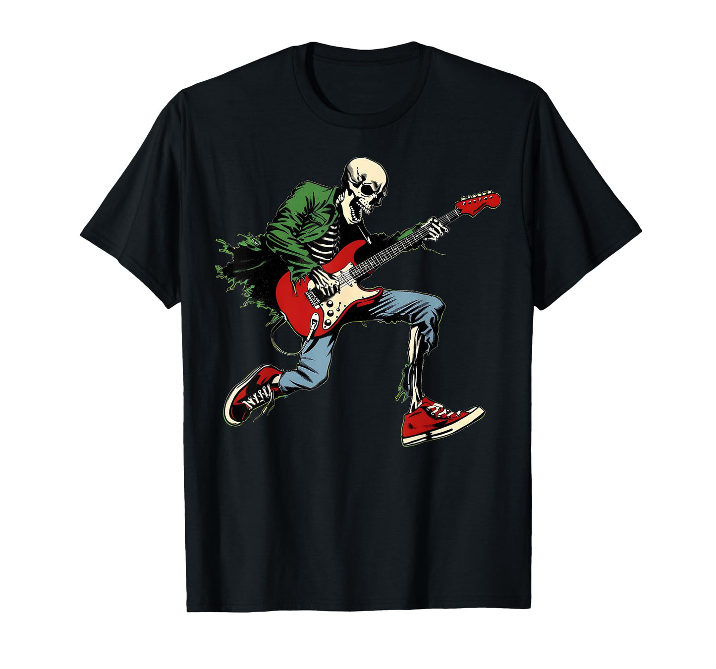 Skeleton Guitar Guy Halloween Rock & Roll Band Music Concert T-Shirt