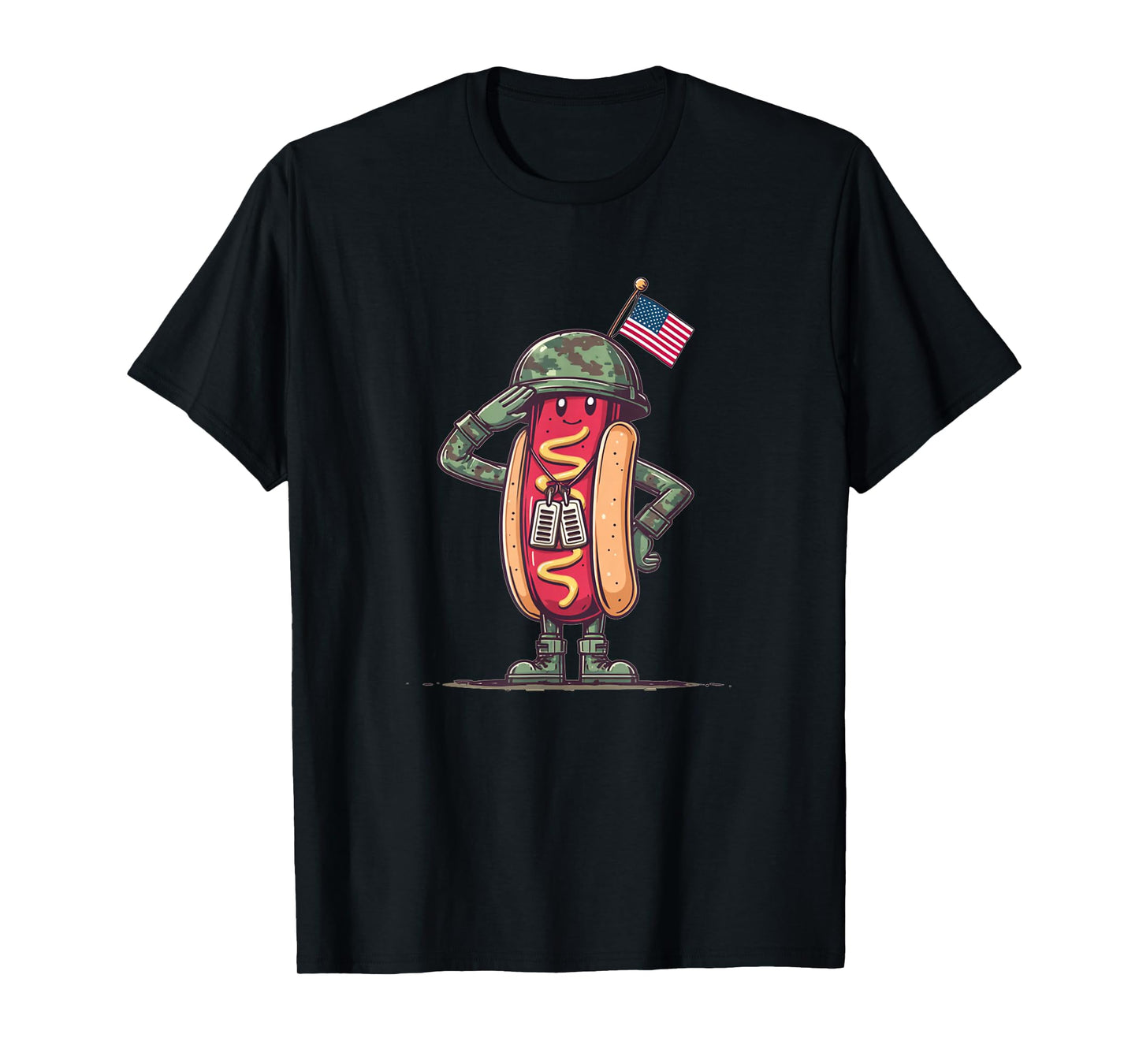Awesome US Hotdog Costume for Saluting and Soldiers Lovers T-Shirt