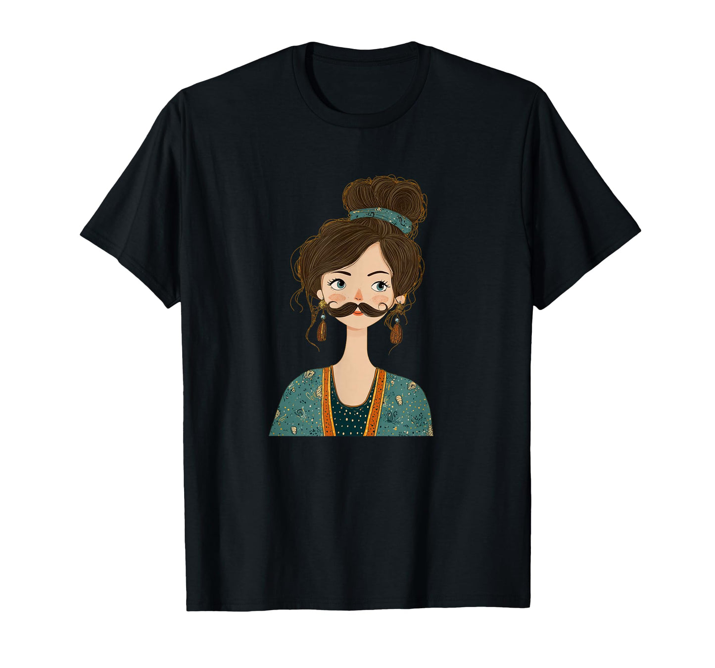 Beautiful Funny Mustache Girl for Beard Lovers T-Shirt