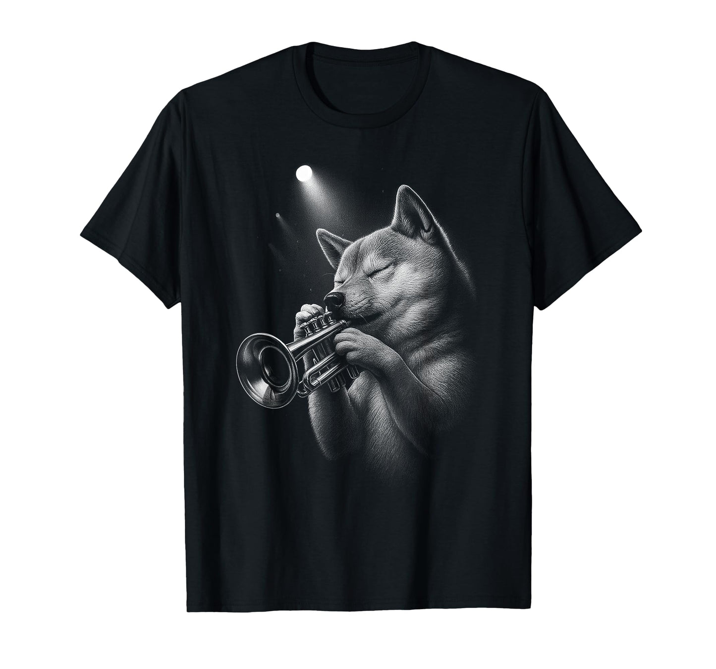 Shiba Inu Playing Trumpet Jazz Music Dog Lover T-Shirt