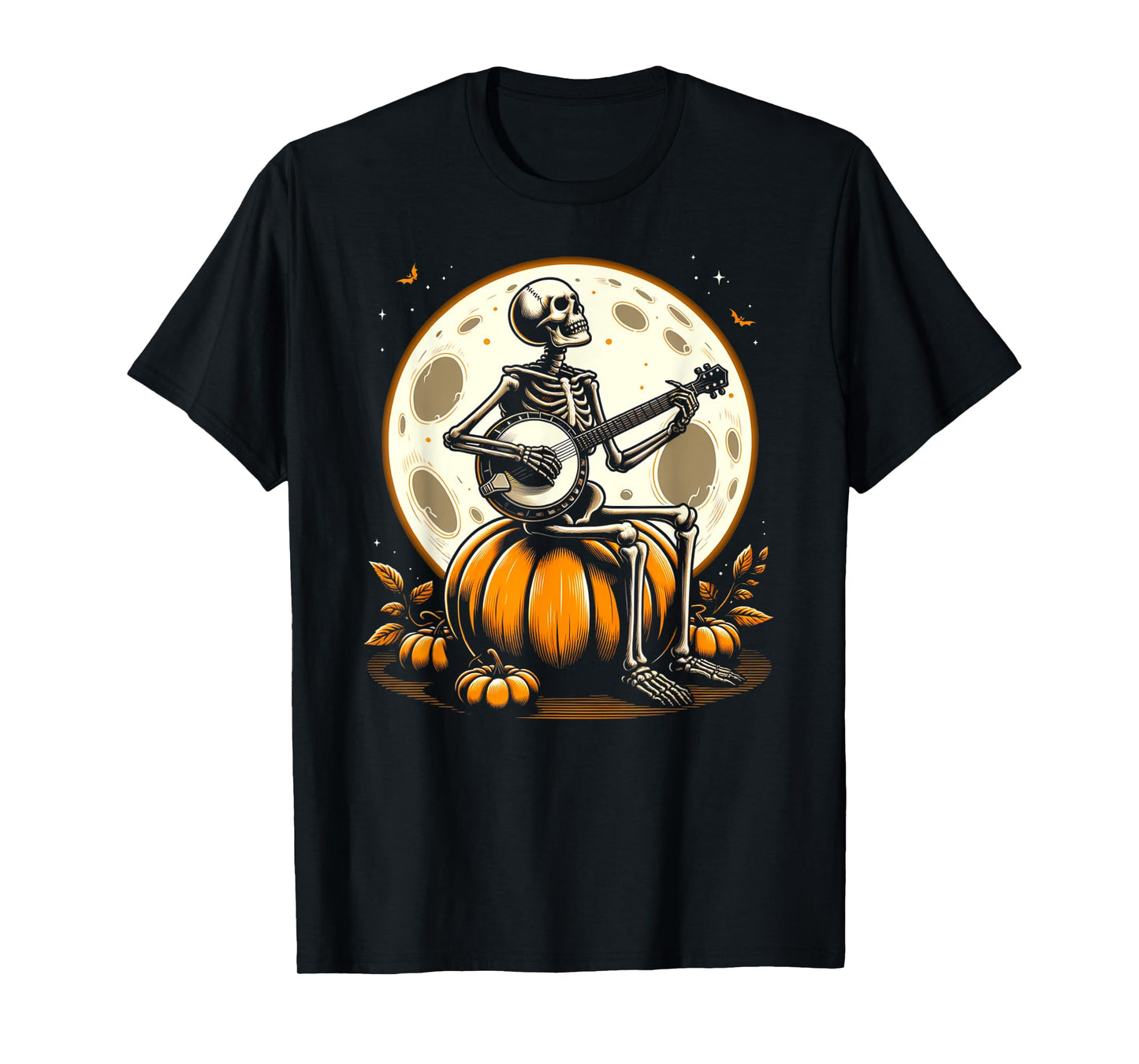Funny Skeleton Playing Banjo Halloween Costume Men Women T-Shirt
