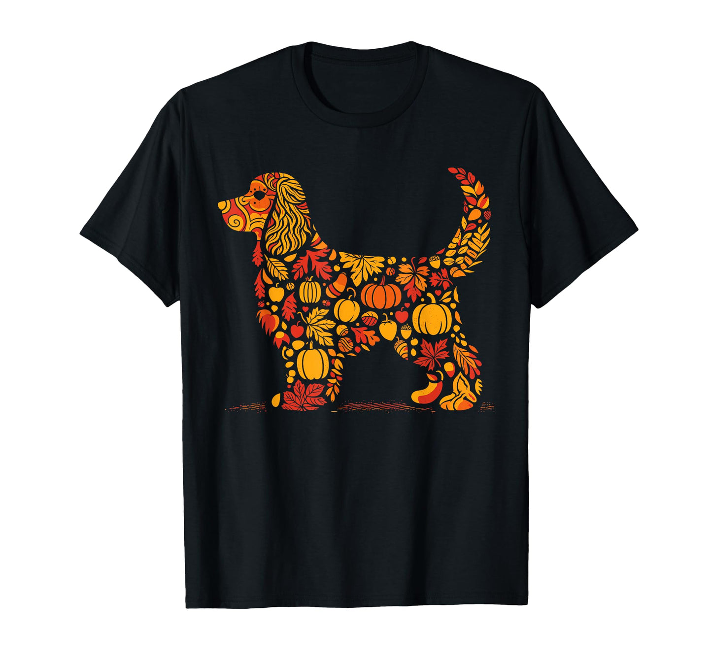 Autumn Pumpkin Cocker Spaniel Thanksgiving Womens Mens Kids T-Shirt